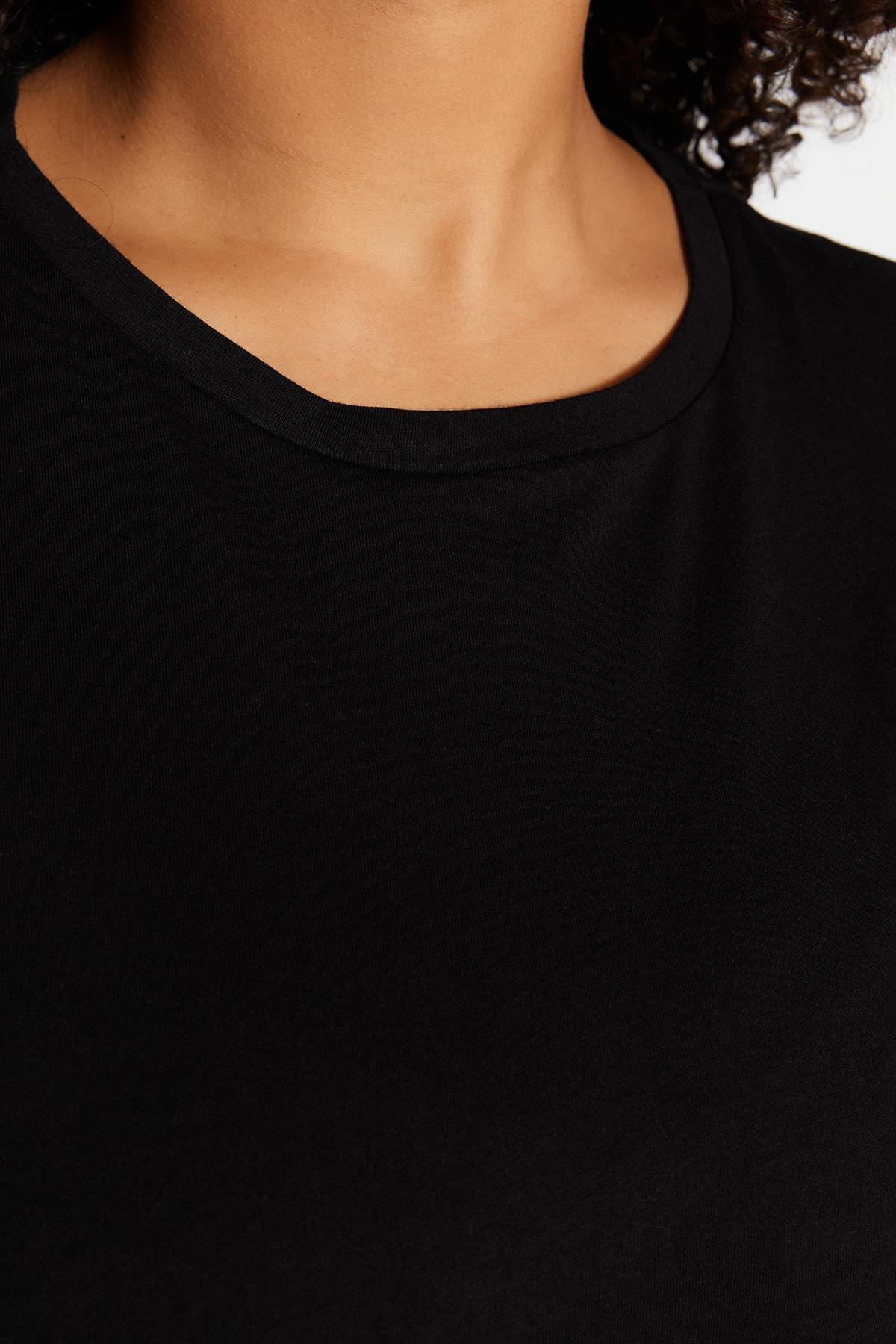 تيشيرت بفتحة رقبة مستديرة للمقاسات الكبيرة، أسود, Black, medium