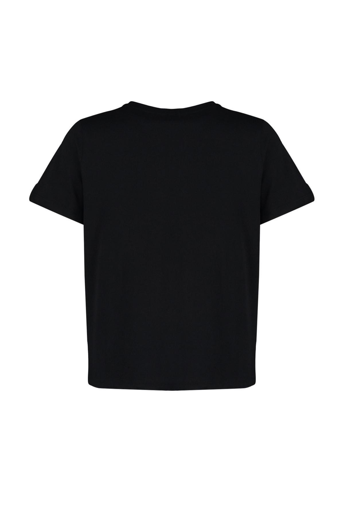 Trendyol - Black Crew Neck Plus Size Tshirt