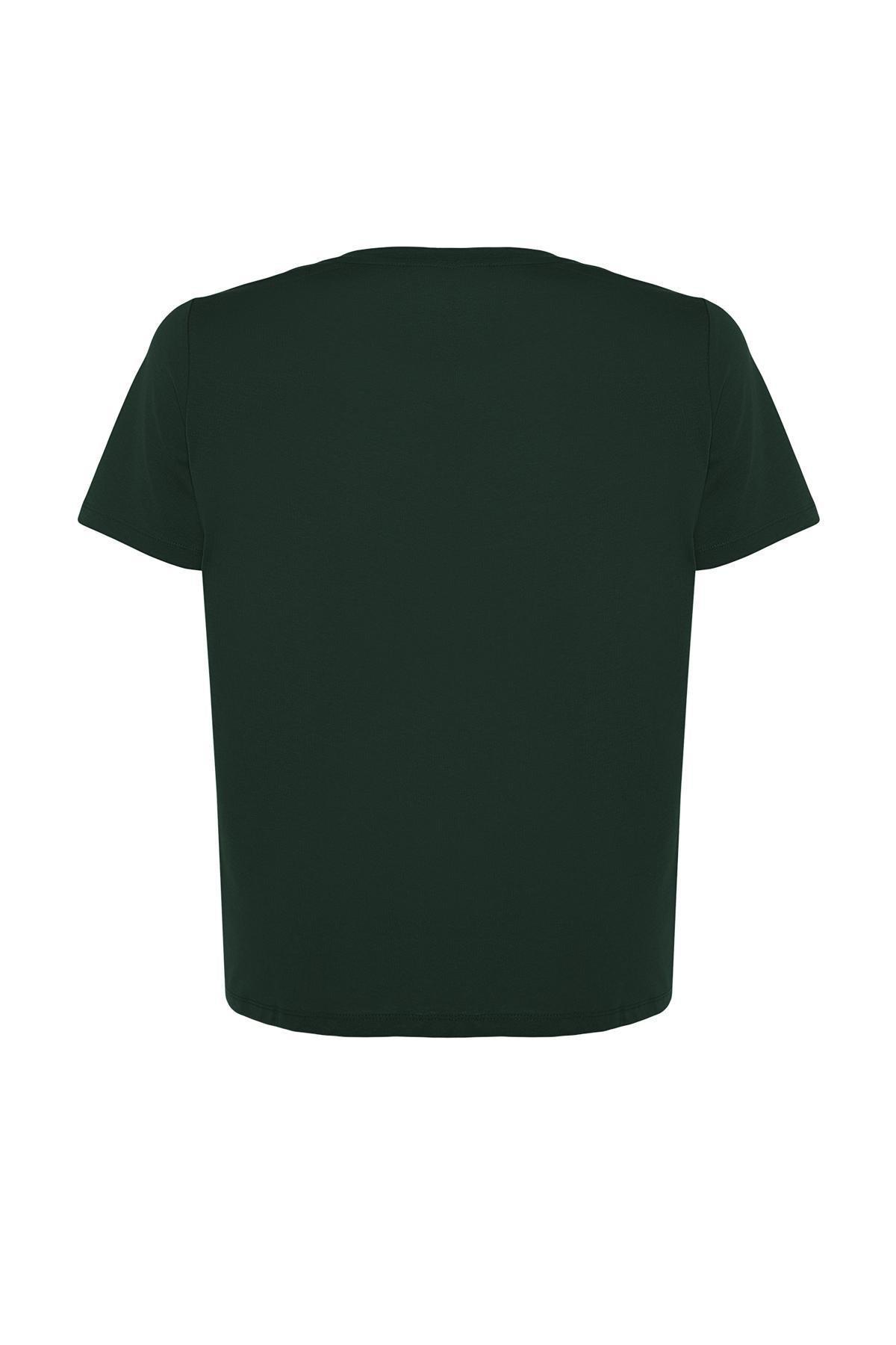 Green Crew Neck Plus Size Tshirt, , large image number 6