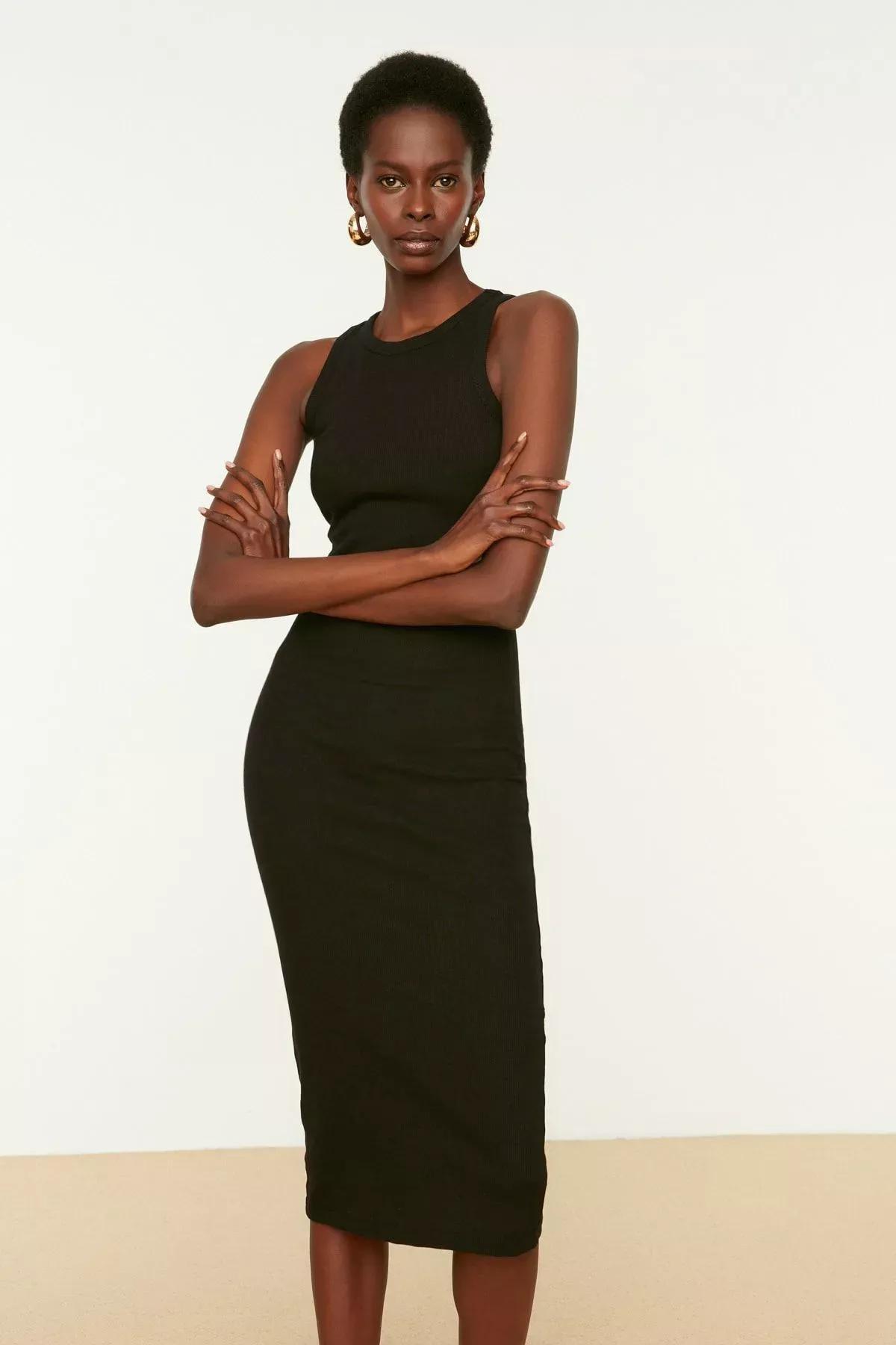 Black Halterneck Bodycon Dress, Black, large image number 2