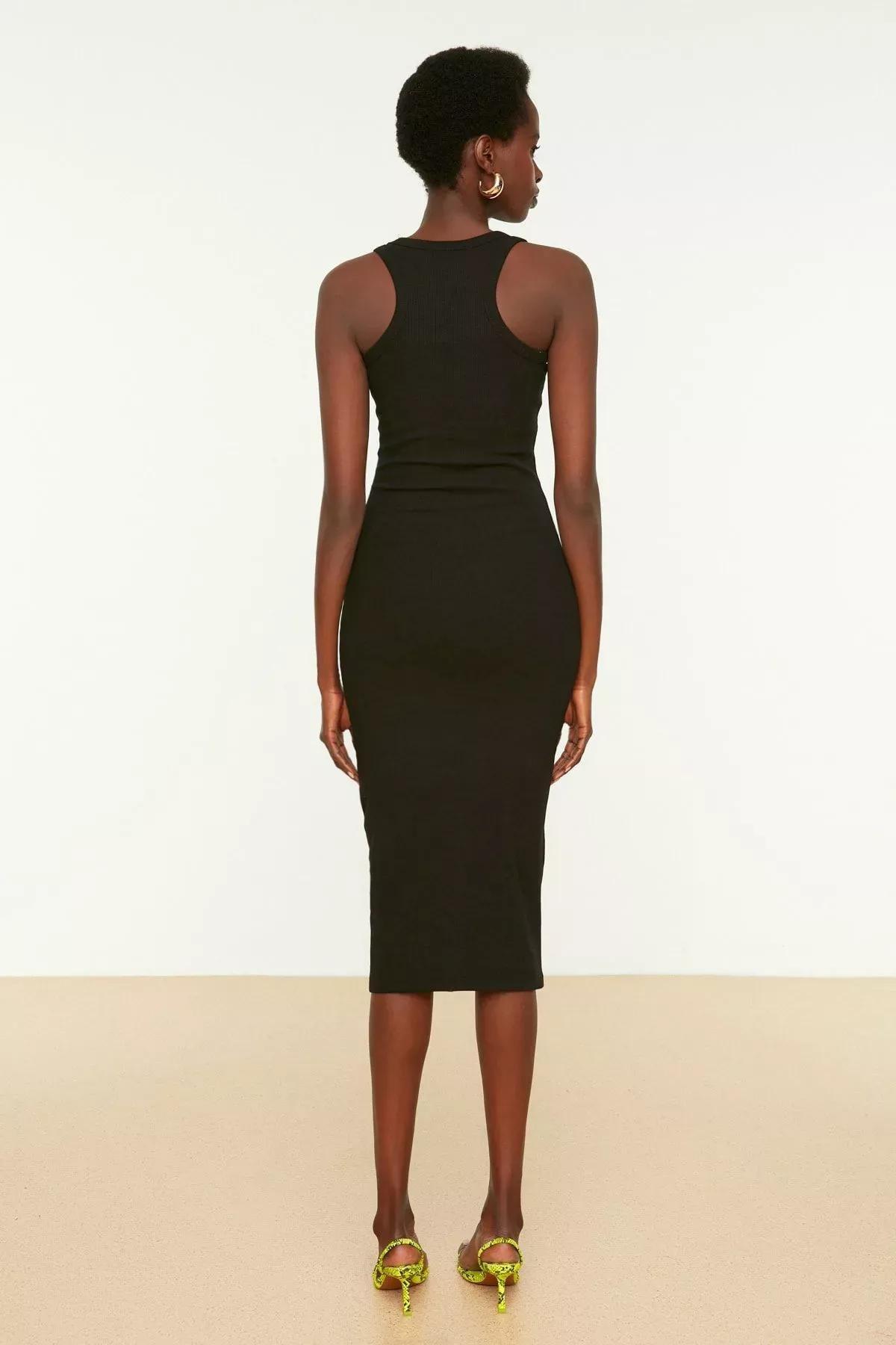 Black Halterneck Bodycon Dress, Black, large image number 4