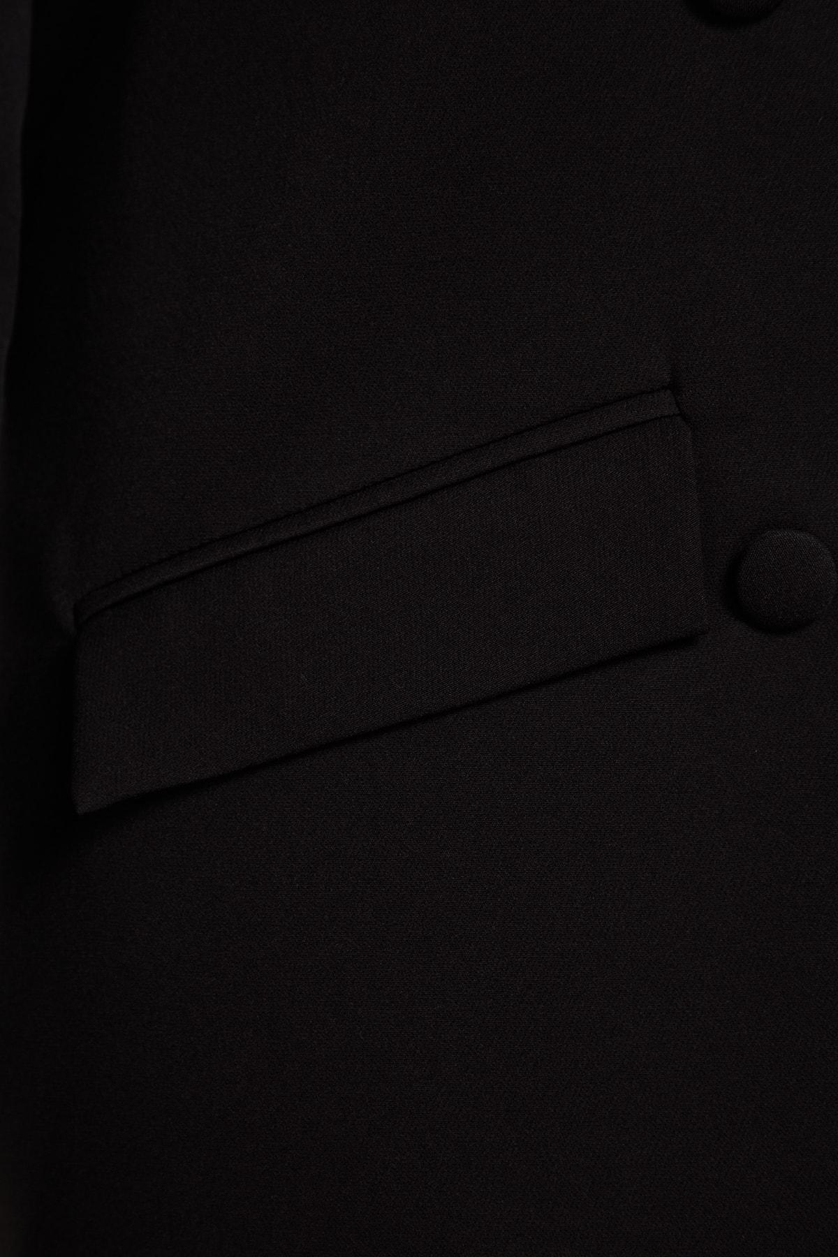 Black Lapel Collar Plus Size Jacket, , large image number 5