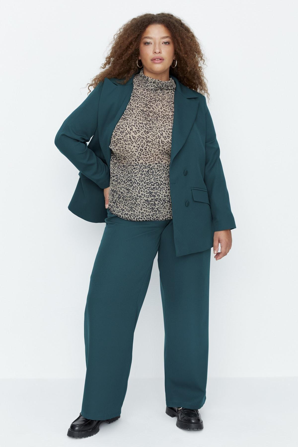 Green Regular Plus Size Jacket, Green, large image number 0