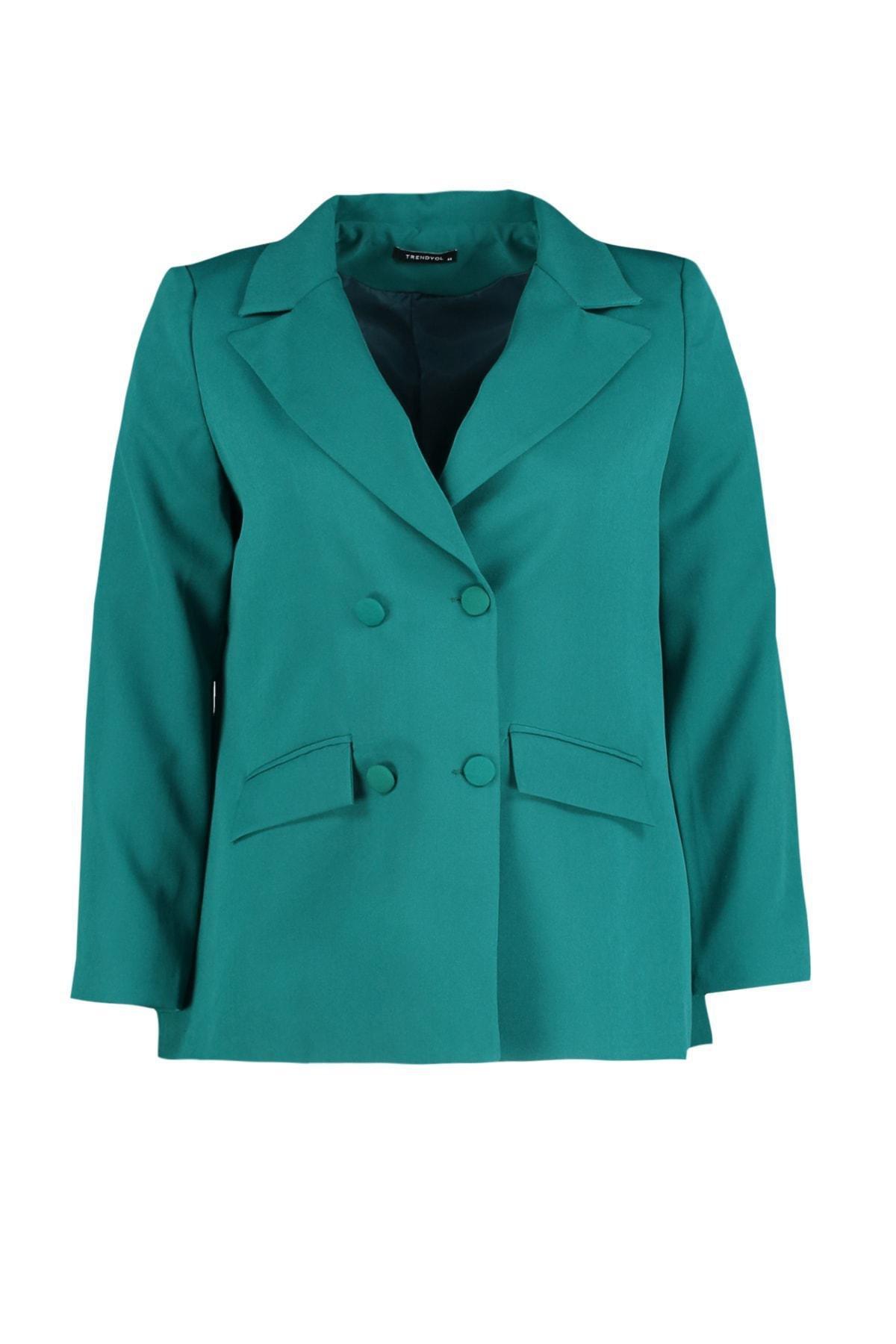 Green Regular Plus Size Jacket, Green, large image number 6