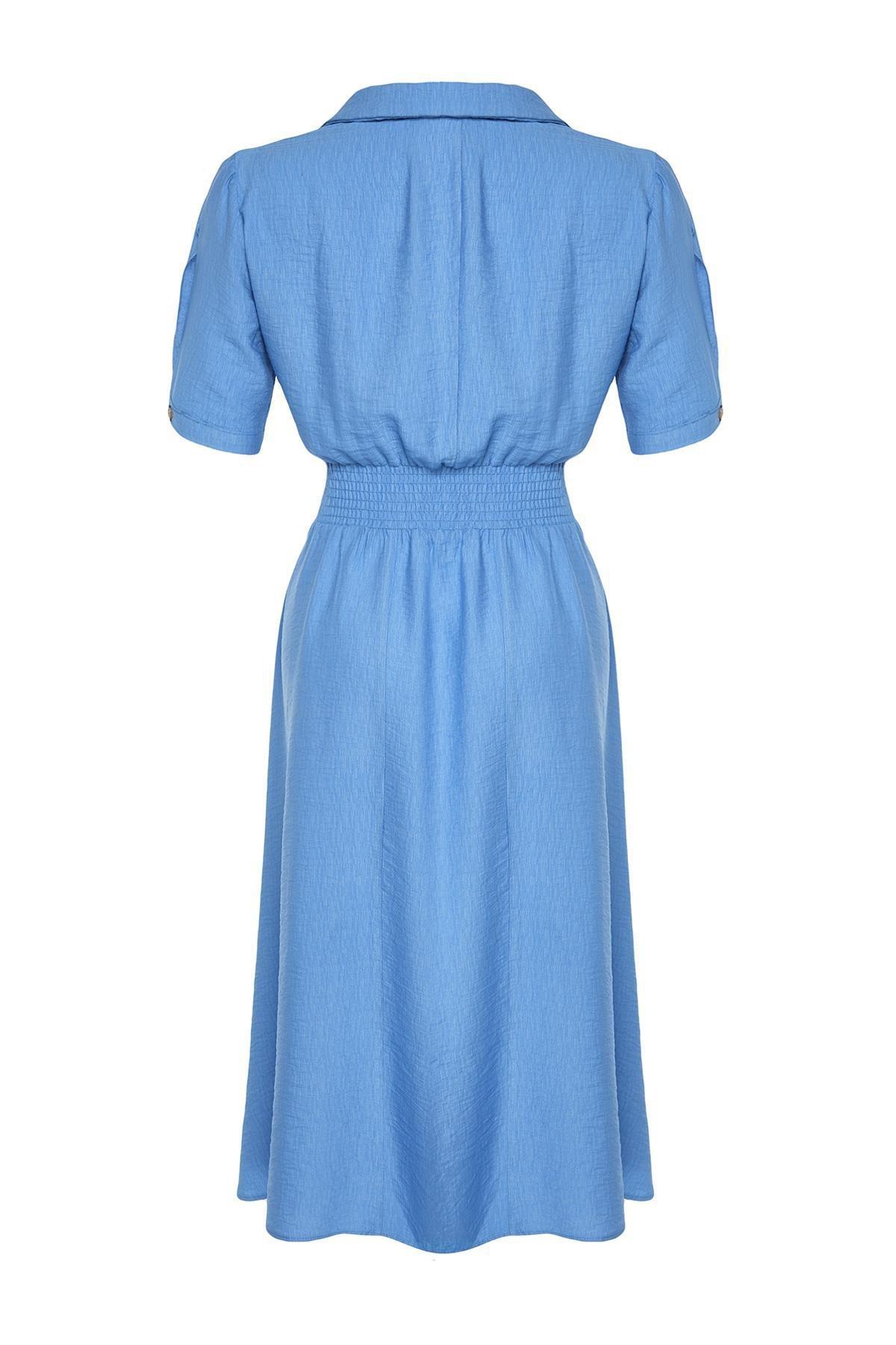 Blue A-Line Plus Size Dress, Blue, large image number 5