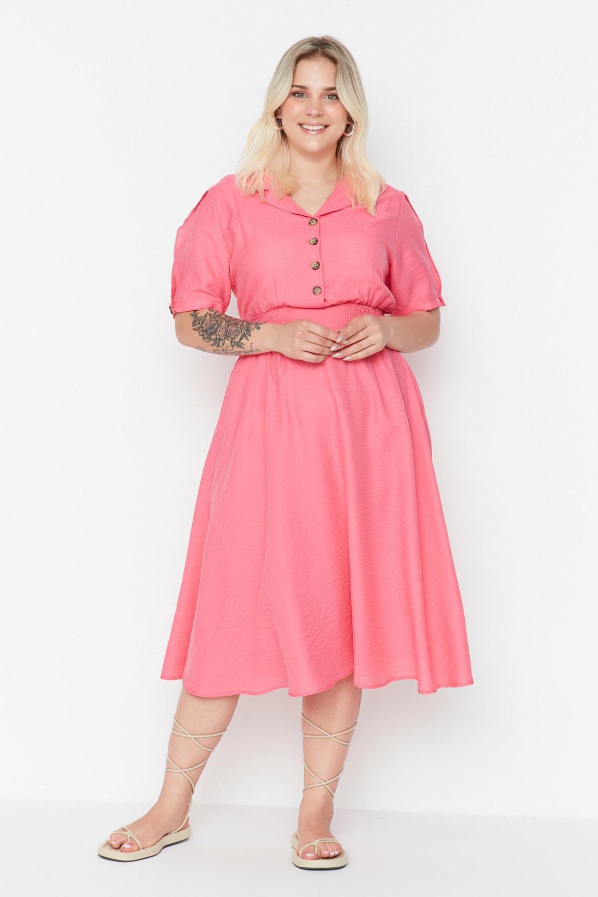 Pink A-Line Plus Size Dress, , large image number 1