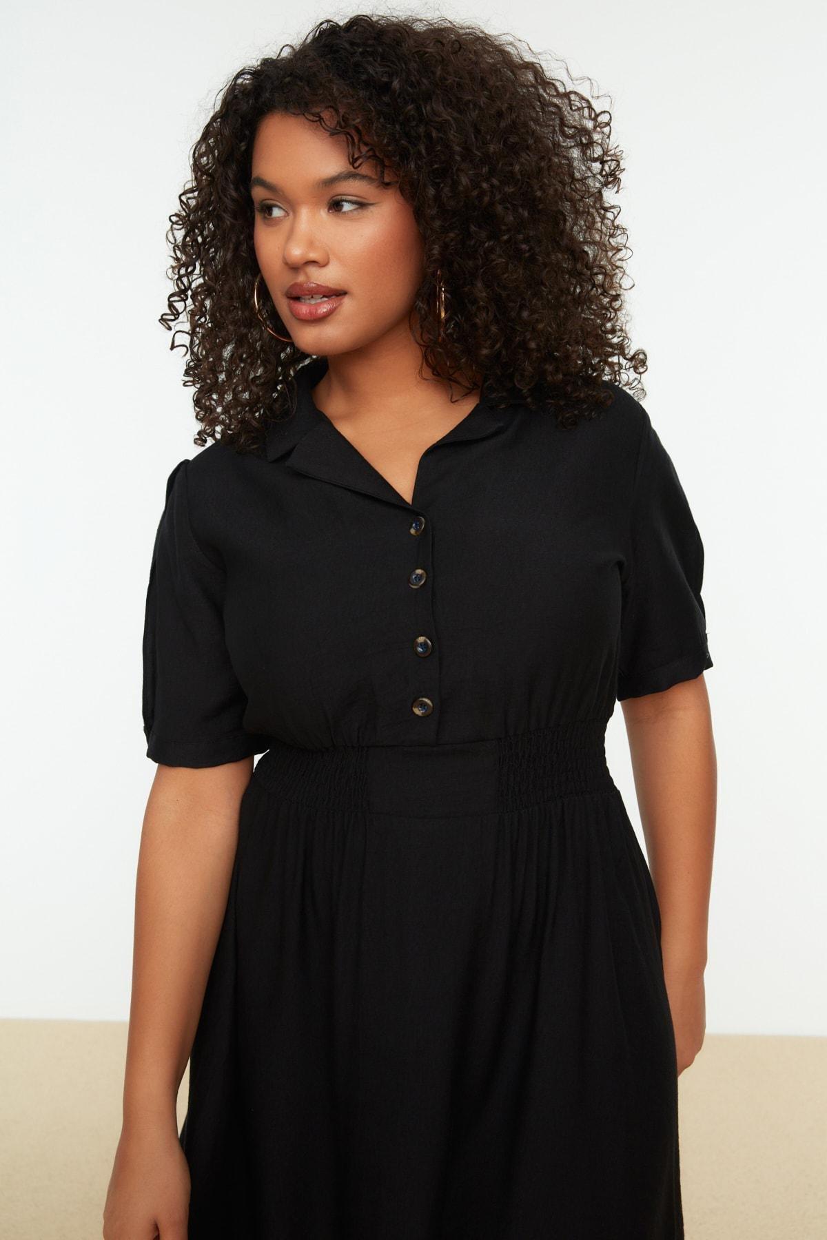 Black A-Line Plus Size Dress, , large image number 1