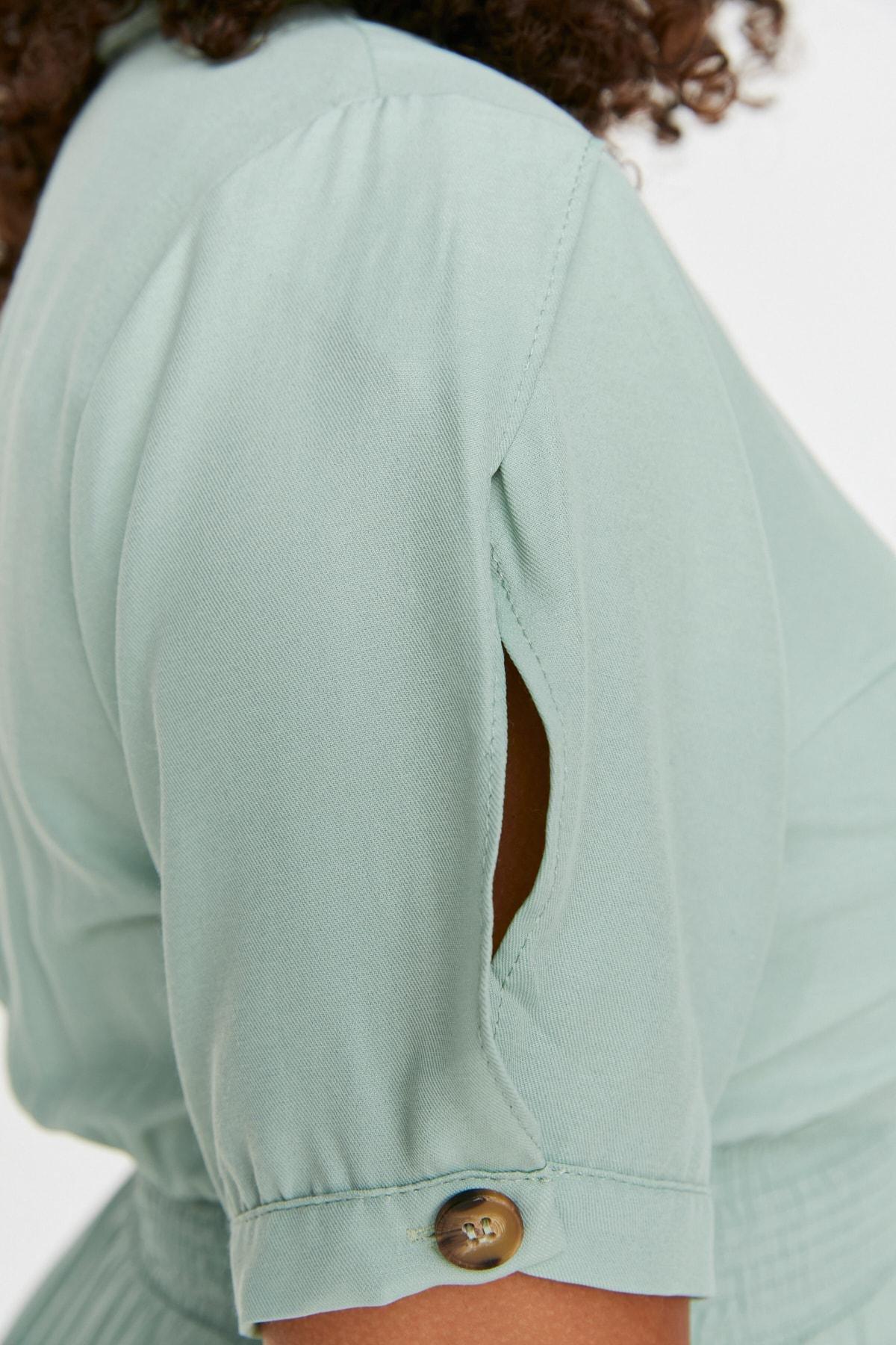 فستان متوسط الطول بقصة على شكل حرف A للمقاسات الكبيرة، ألوان متعددة, Green, large image number 6