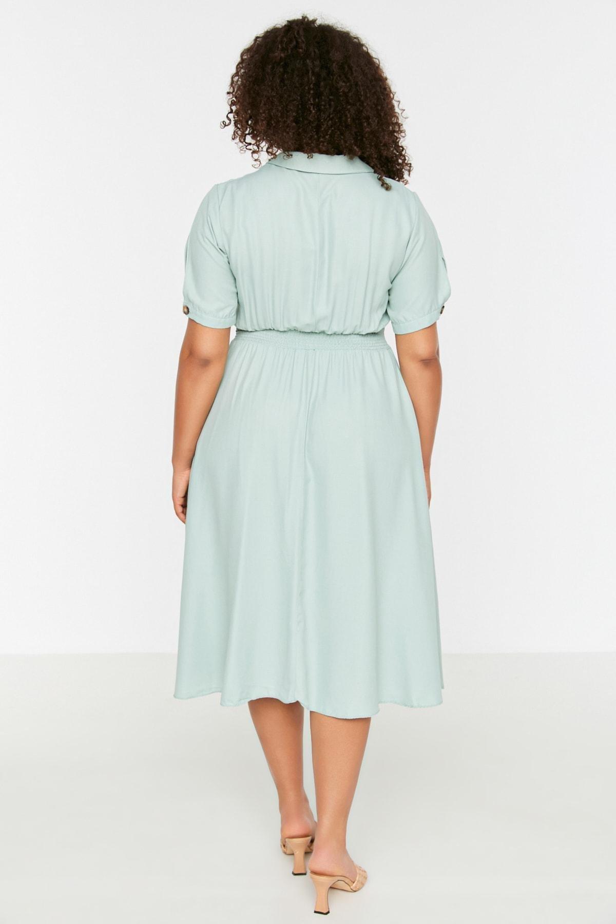 فستان متوسط الطول بقصة على شكل حرف A للمقاسات الكبيرة، ألوان متعددة, Green, large image number 8