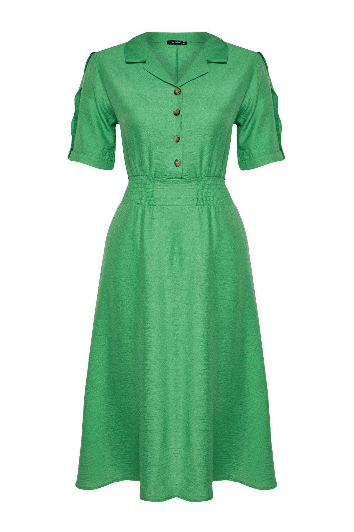 فستان متوسط الطول بقصة على شكل حرف A للمقاسات الكبيرة، ألوان متعددة, Green, large image number 11