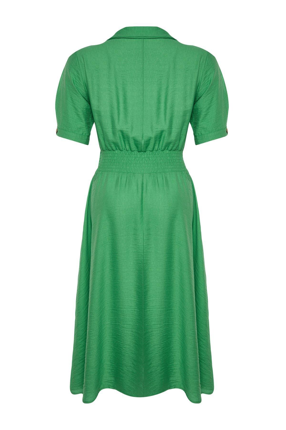 فستان متوسط الطول بقصة على شكل حرف A للمقاسات الكبيرة، ألوان متعددة, Green, large image number 14