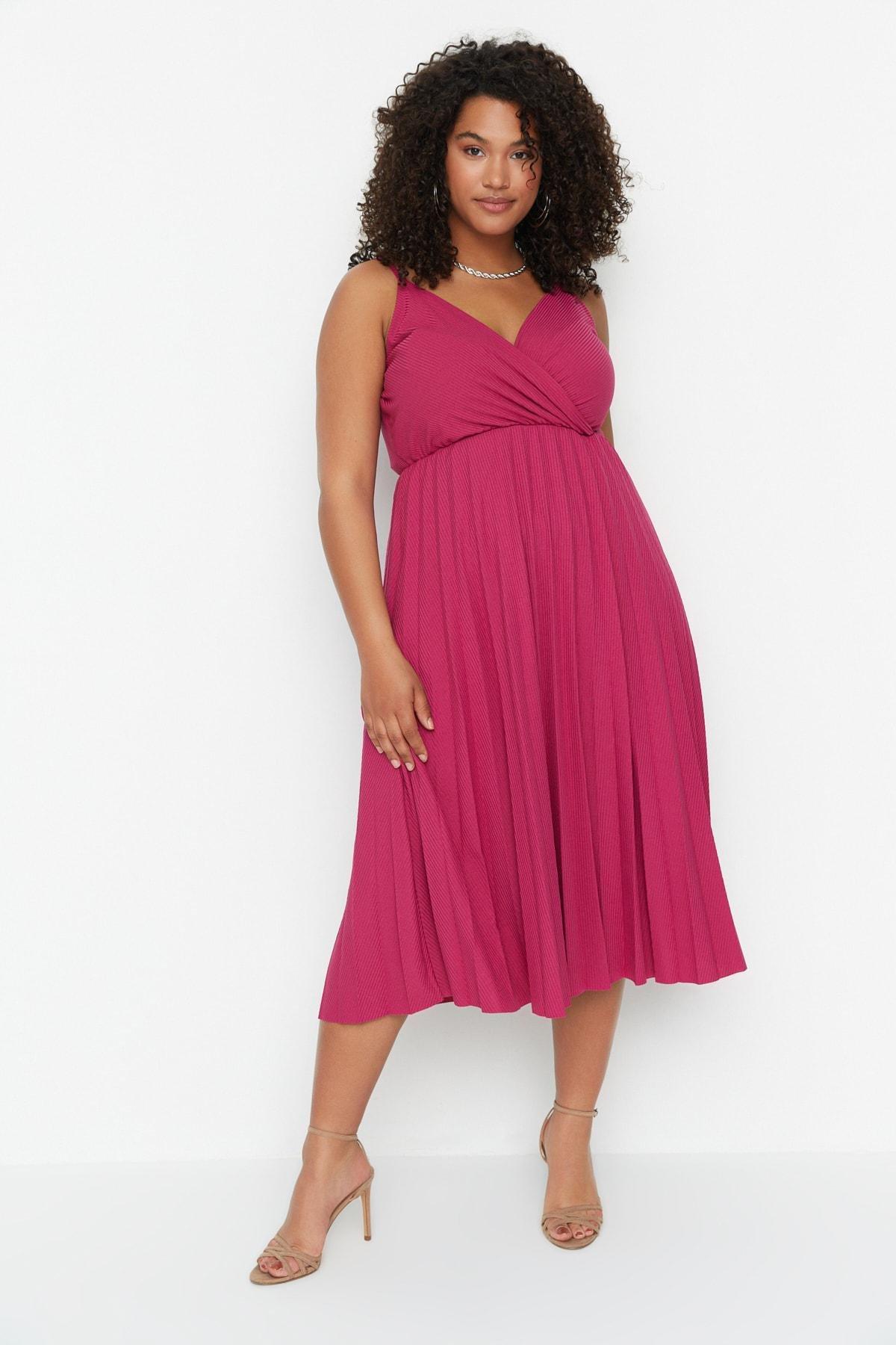 Pink A-Line Plus Size Dress, , large image number 1