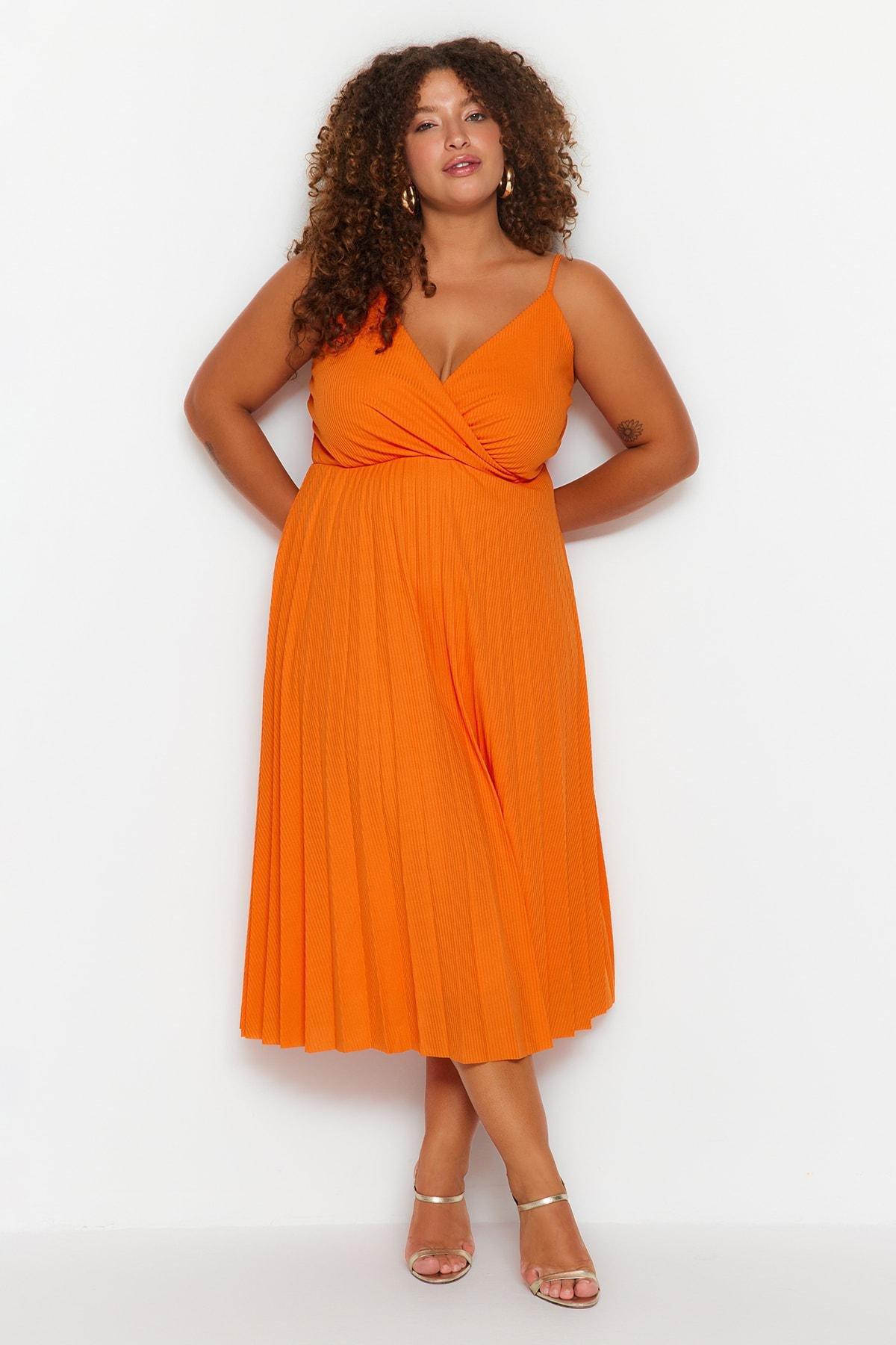 Orange A-Line Plus Size Dress, , large image number 0