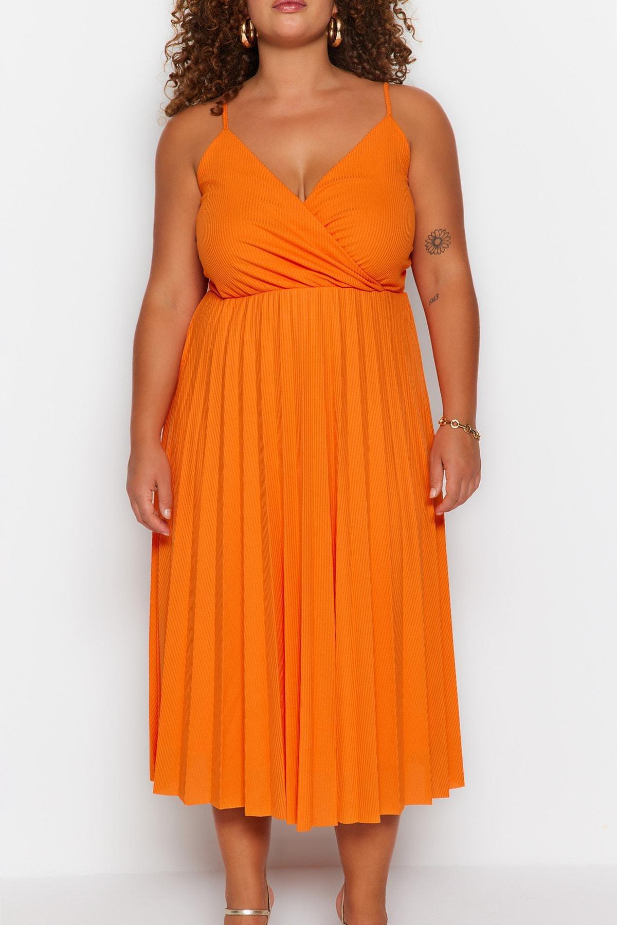 Orange A-Line Plus Size Dress, , large image number 2