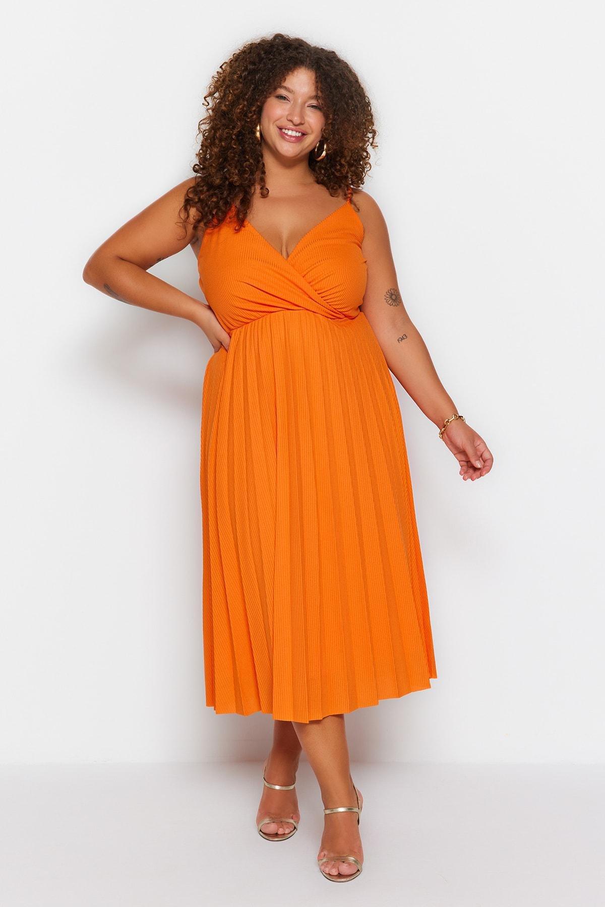 Orange A-Line Plus Size Dress, , large image number 4