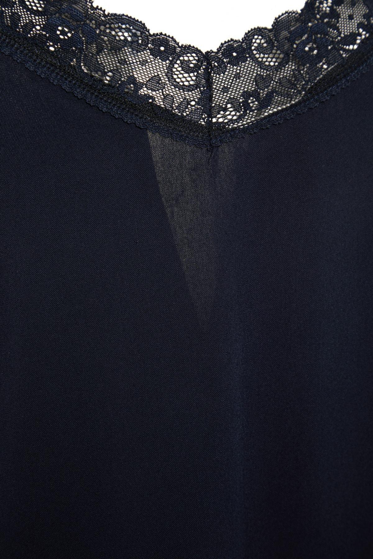 Navy Shift V Neck Nightgown, , large image number 6
