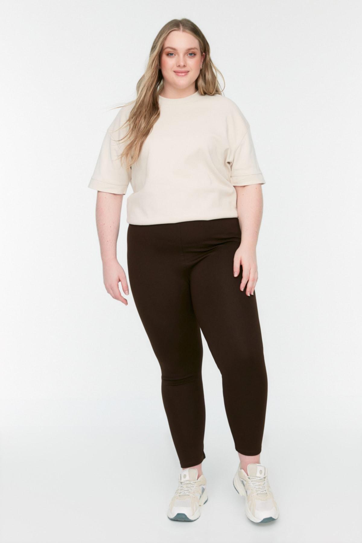 Brown Skinny Plus Size Leggings, , large image number 2
