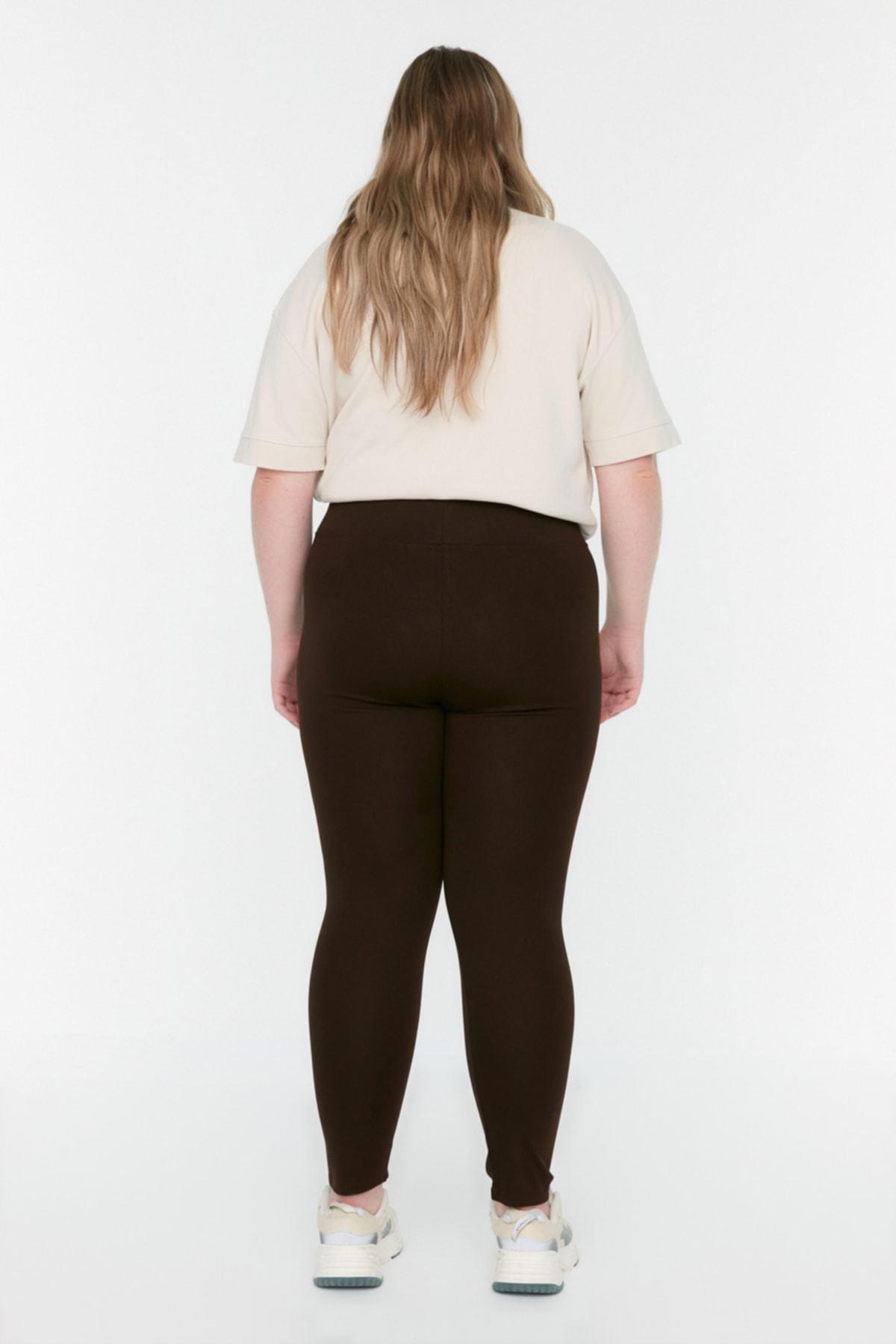 Brown Skinny Plus Size Leggings, , large image number 4
