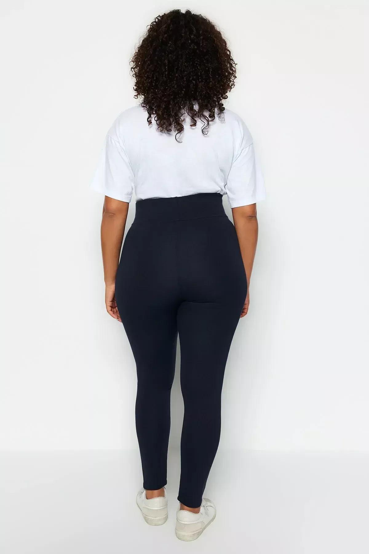 Blue High Waist Plus Size Leggings, , large image number 5