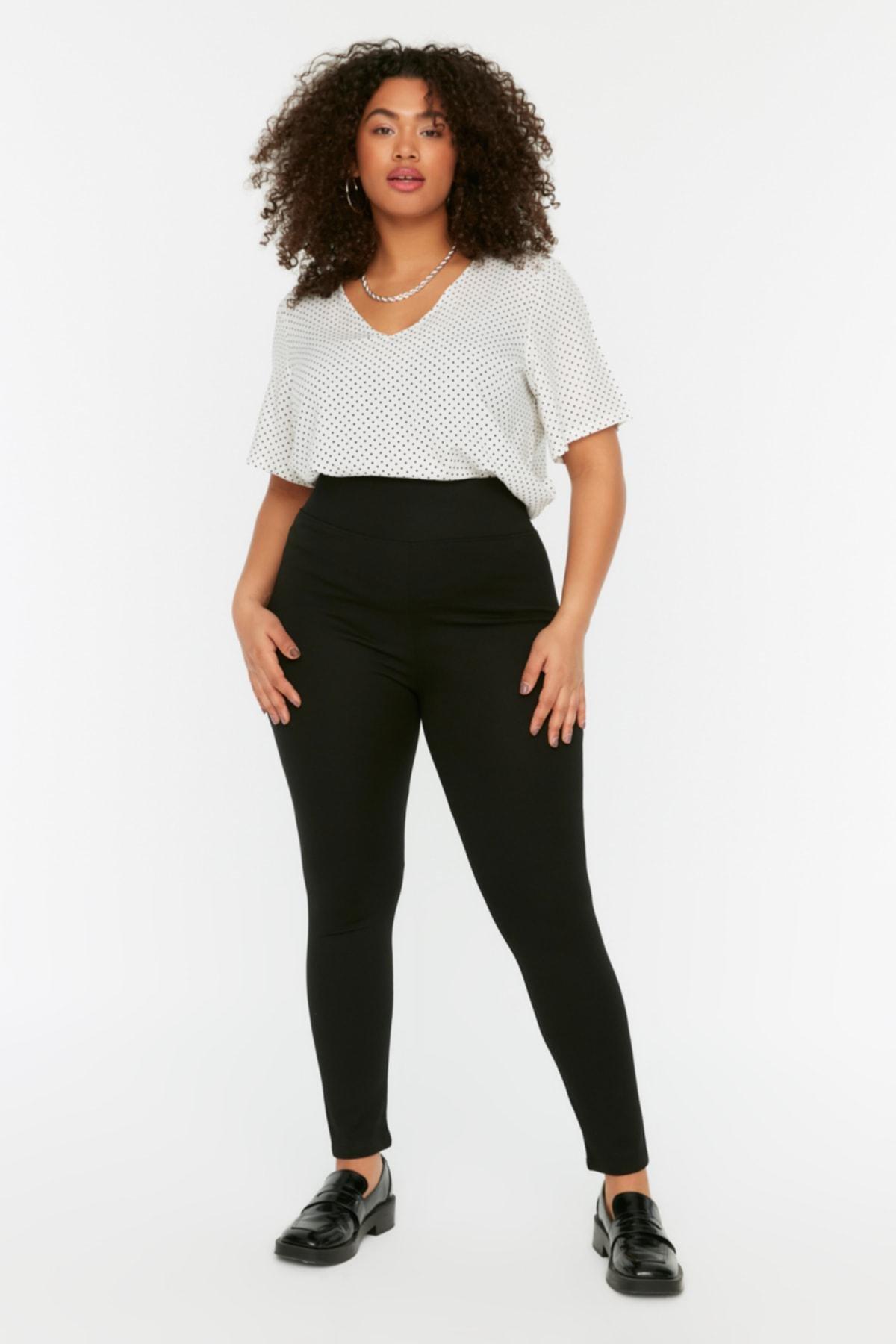 Black High Waist Plus Size Leggings, , large image number 0