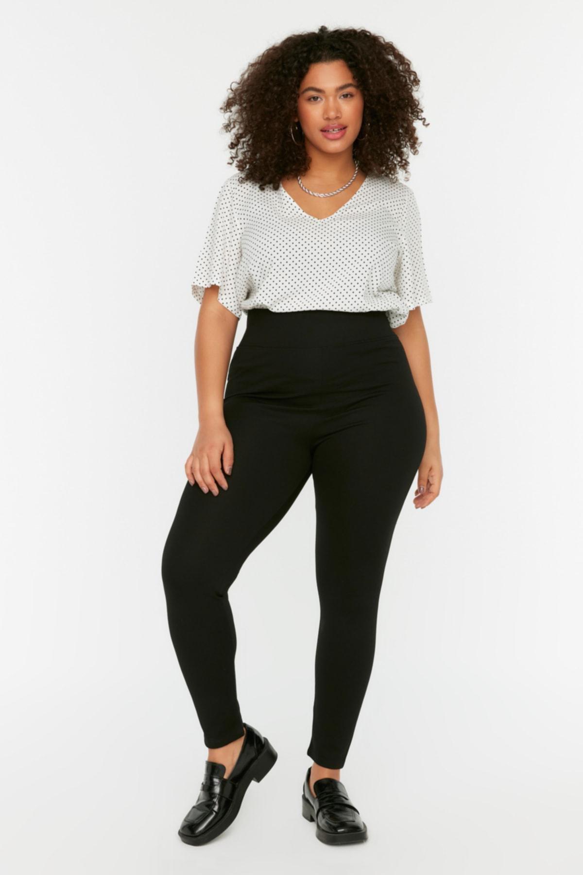 Black High Waist Plus Size Leggings, , large image number 1