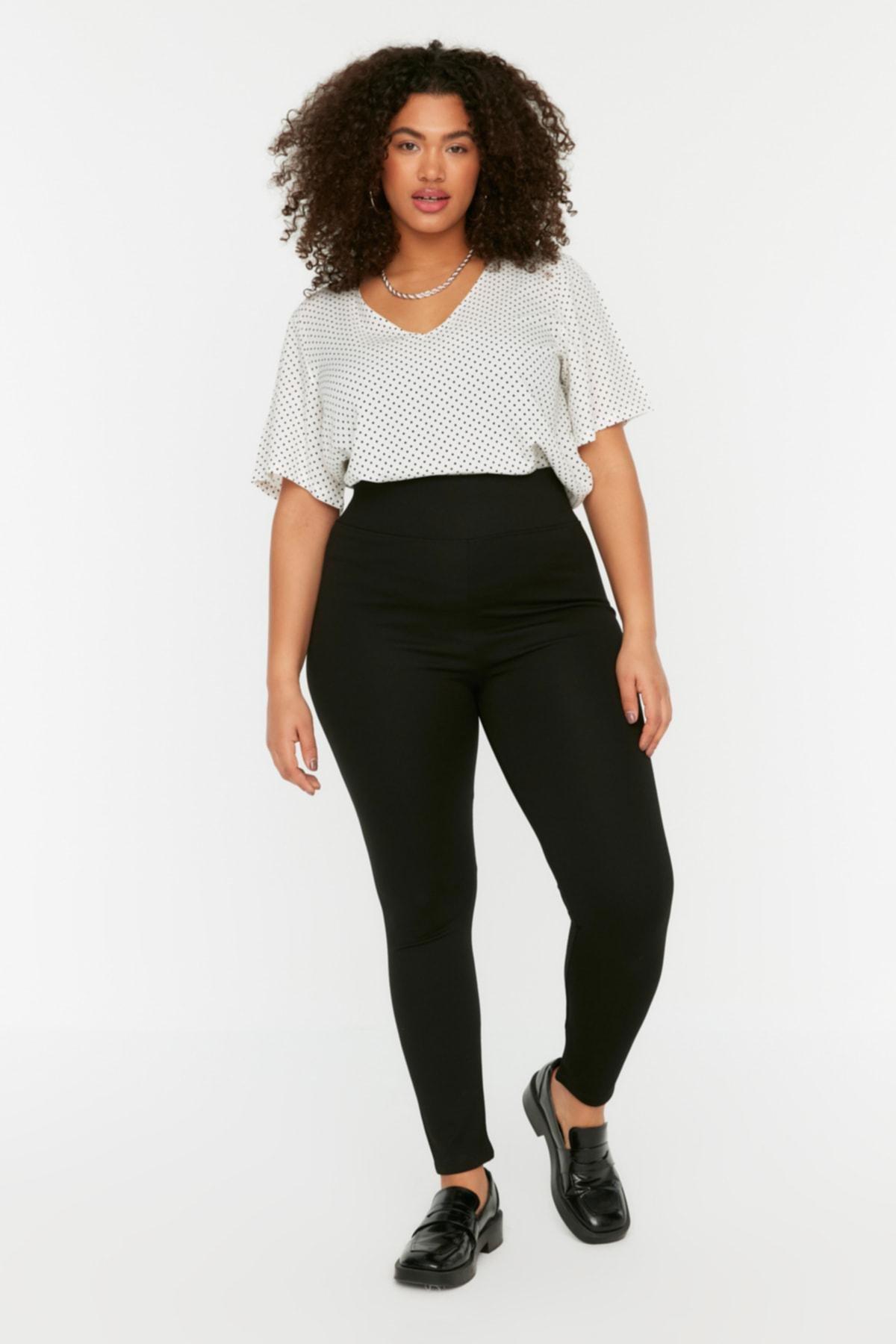 Black High Waist Plus Size Leggings, , large image number 2