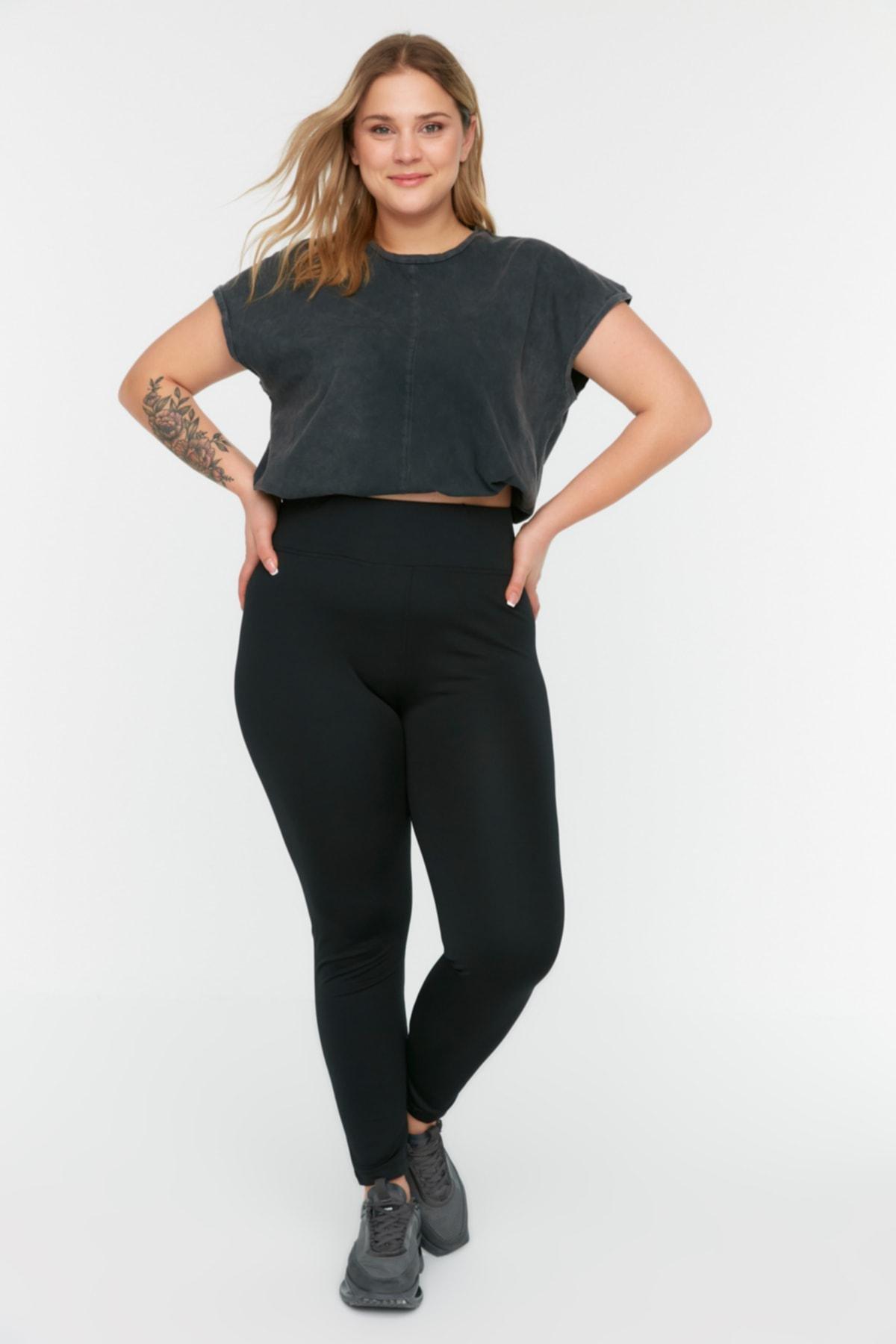 Black High Waist Plus Size Leggings, , large image number 3