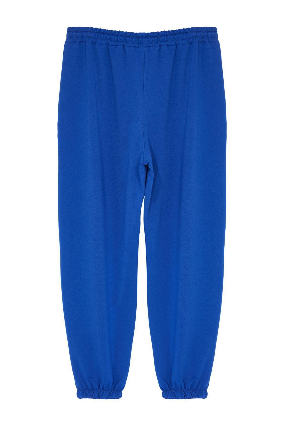 Indigo Jogger Leg Elastic Knit Plus Size Sweatpants TBBSS22EA0065, , large image number 7