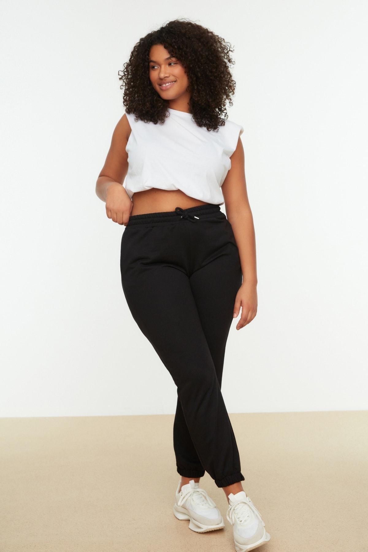 Black Joggers Plus Size Sweatpants, , large image number 1