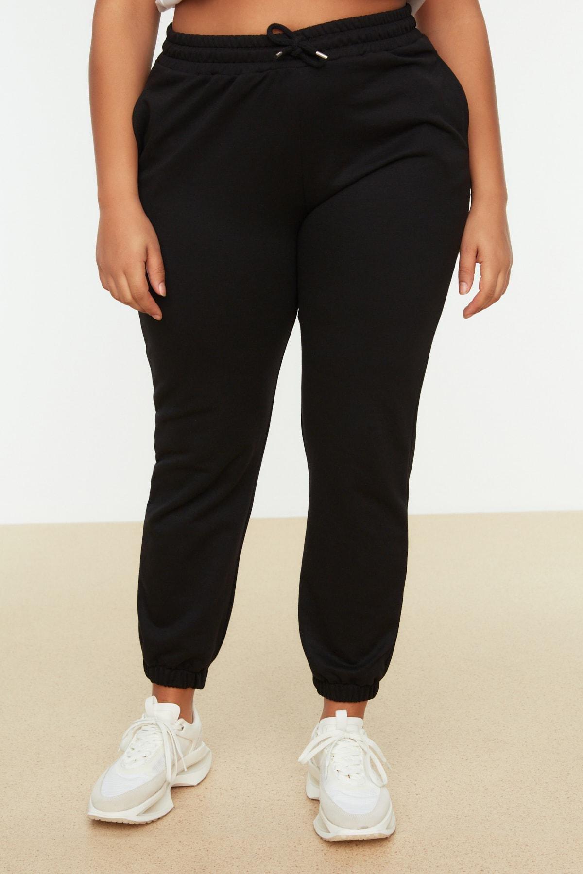 Trendyol - Black Joggers Plus Size Sweatpants