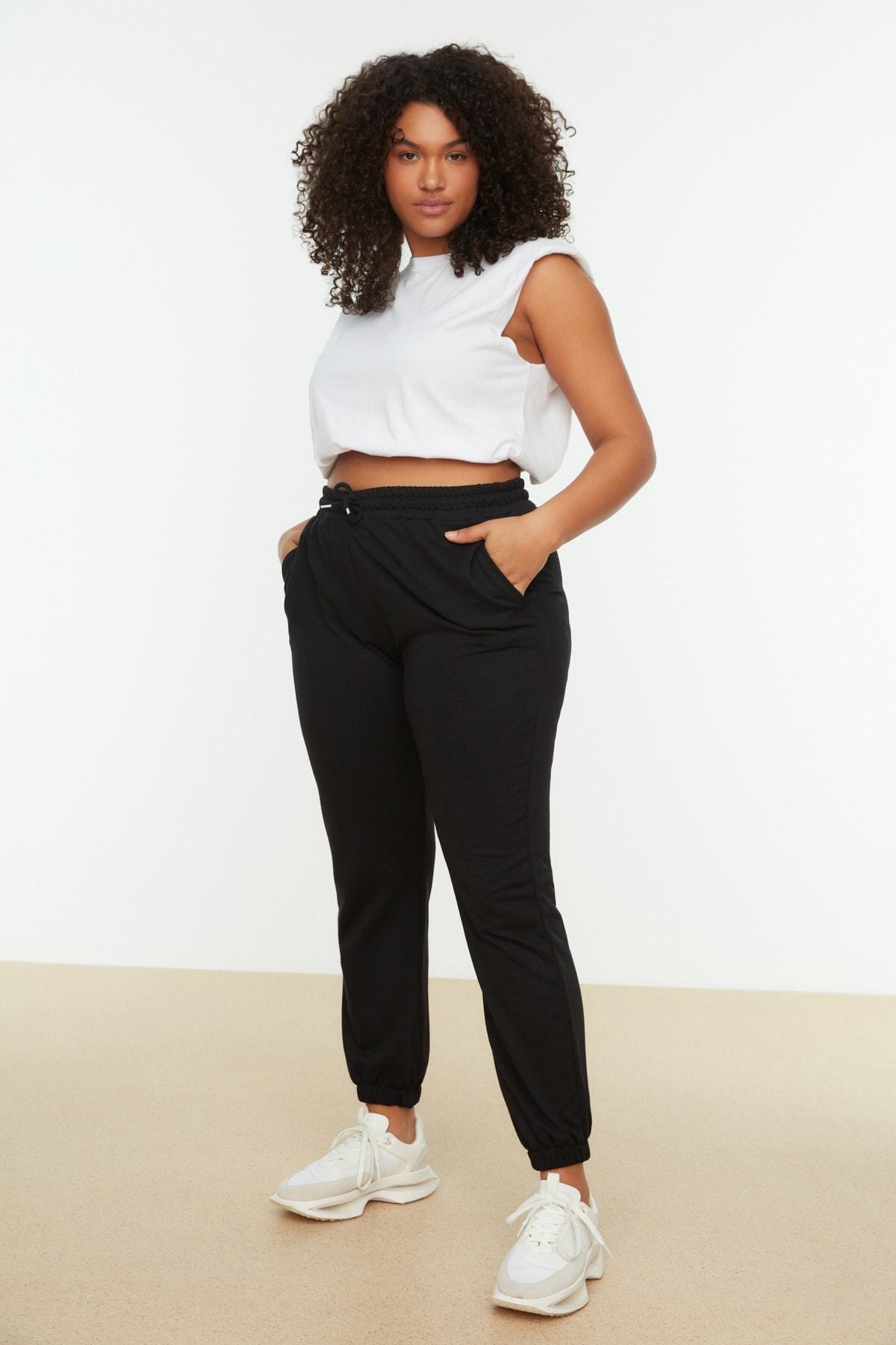 Black Joggers Plus Size Sweatpants, , large image number 3