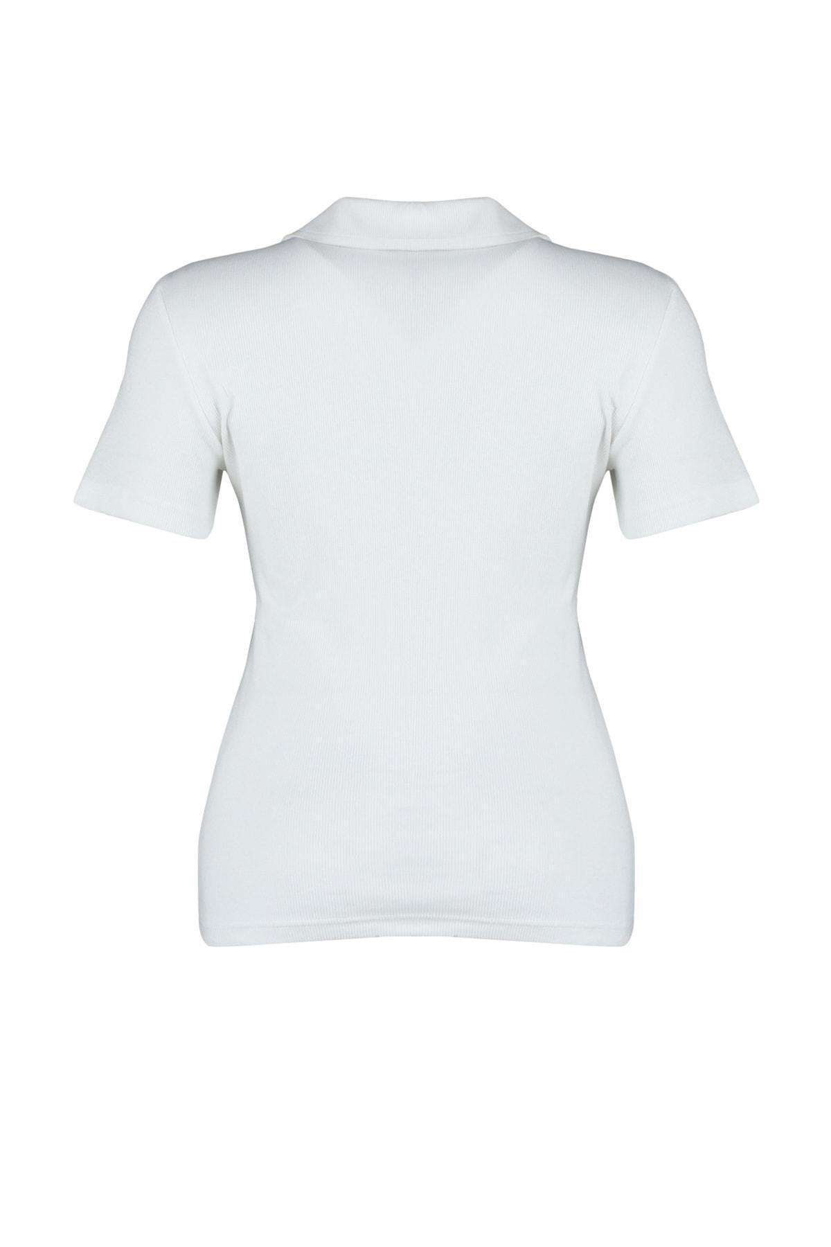 White Polo Neck Plus Size Blouse, White, large image number 8