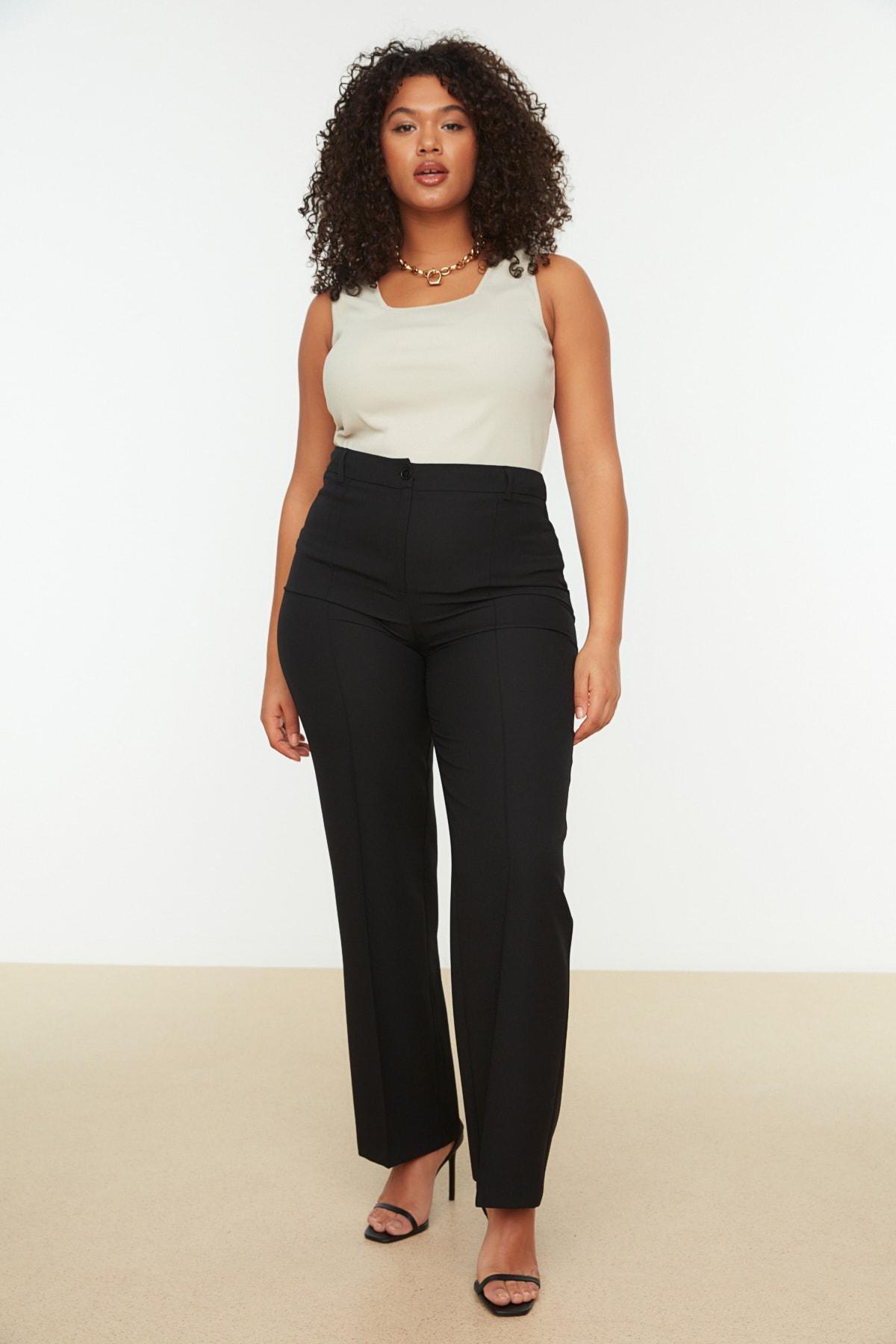 Black Wide Leg Plus Size Pants, , large image number 3
