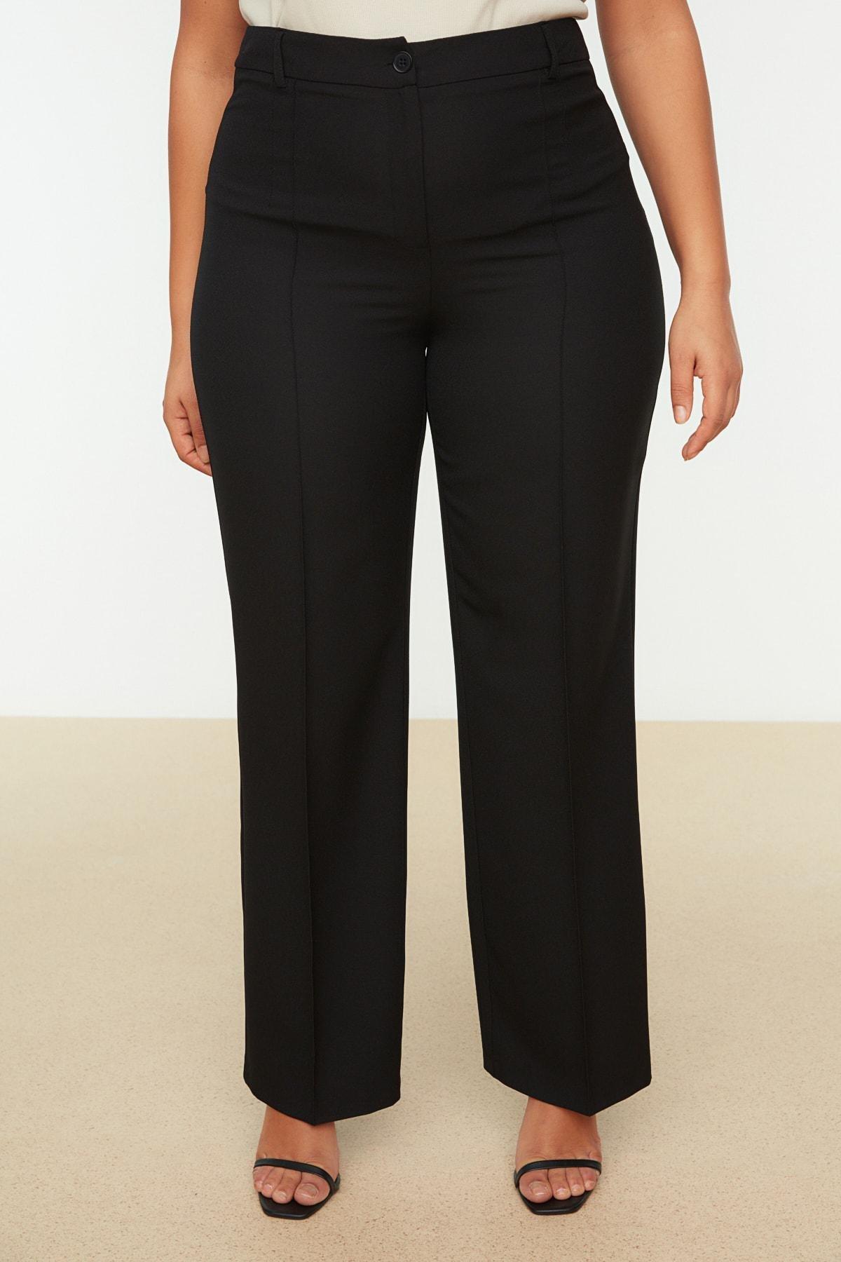 Black Wide Leg Plus Size Pants, , large image number 4
