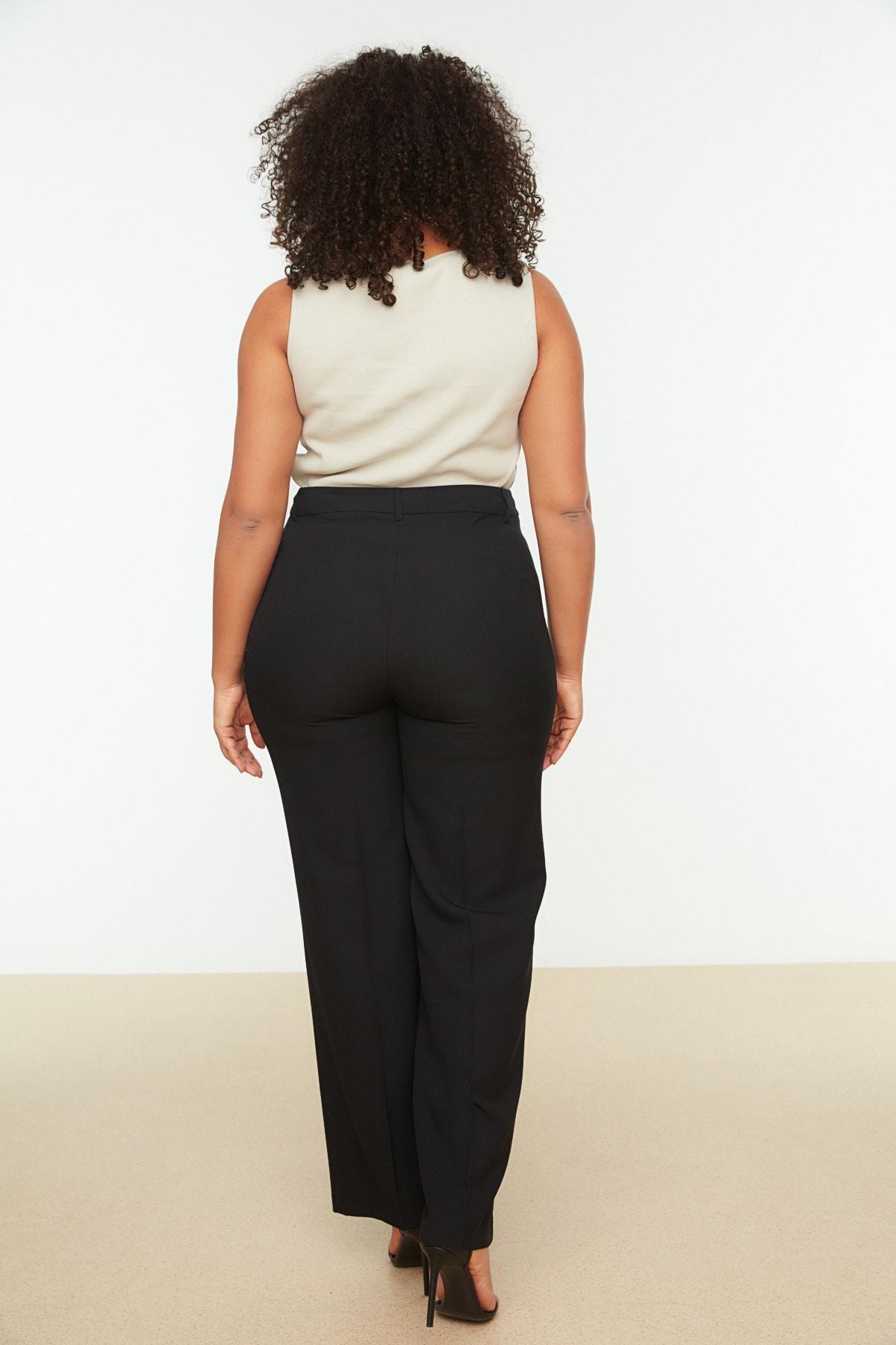 Black Wide Leg Plus Size Pants, , large image number 5