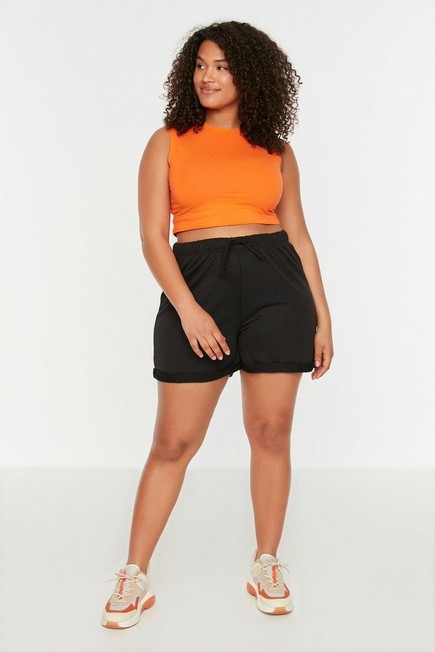 Trendyol - Black Relaxed Plus Size Shorts