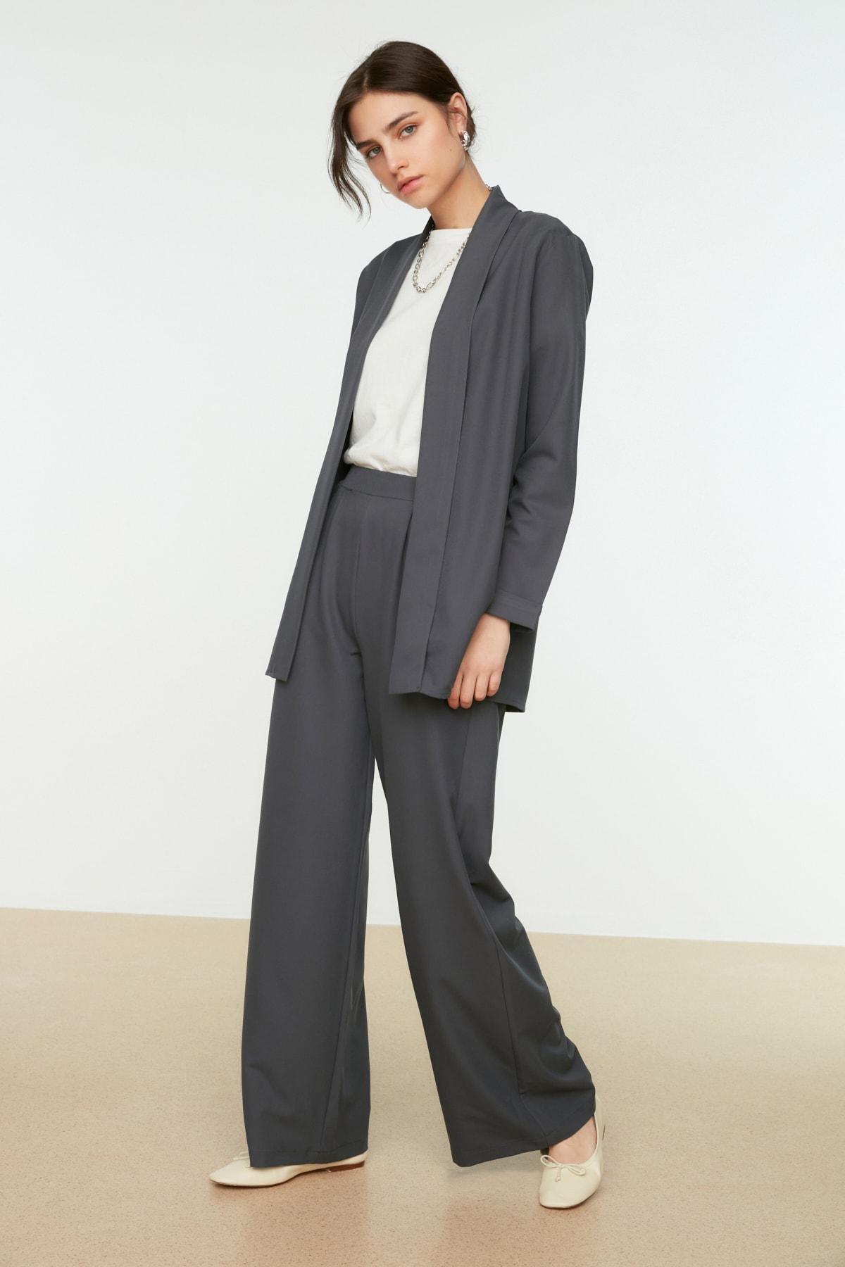 Gray Collarless Co-Ord Set, , large image number 0