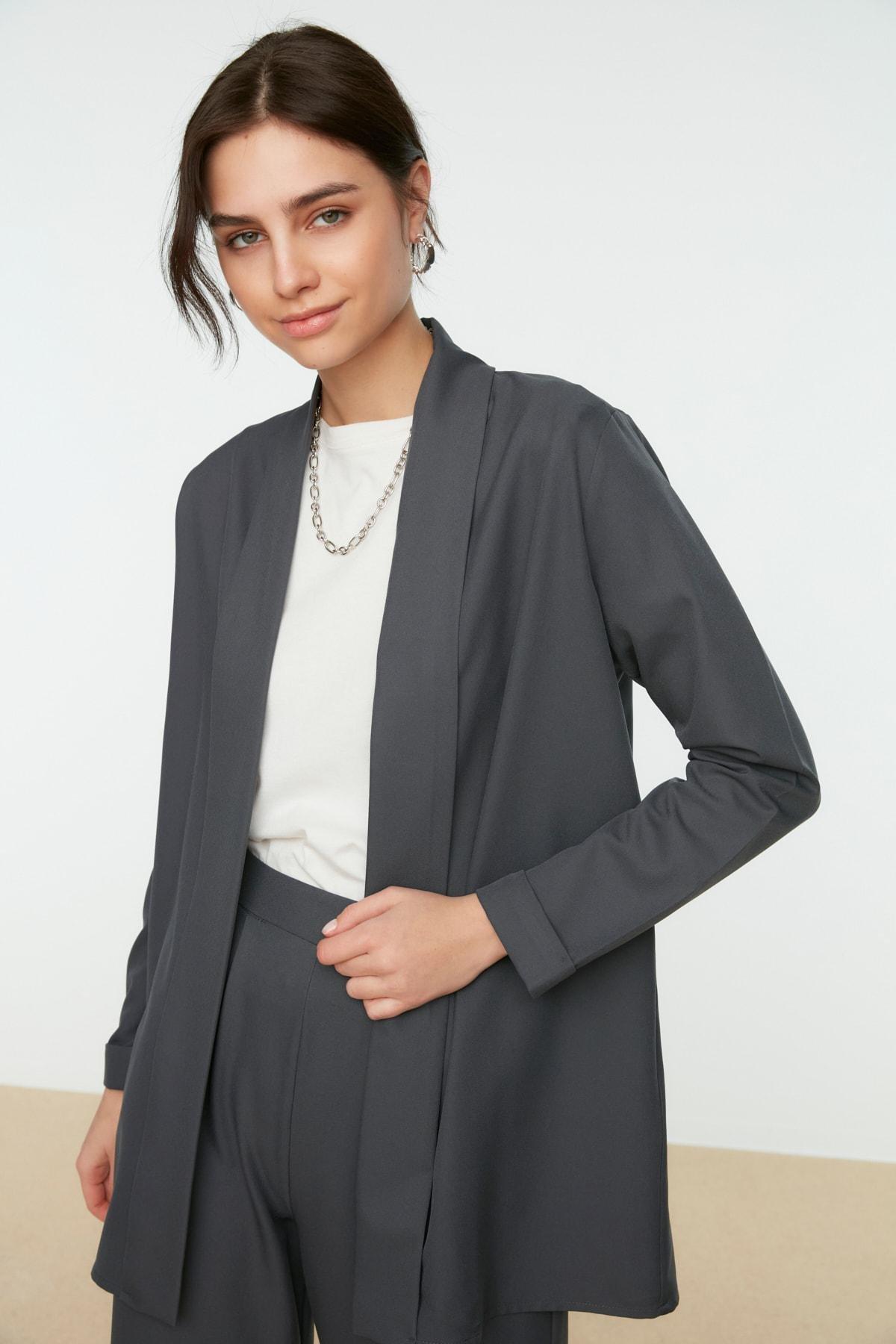 Gray Collarless Co-Ord Set, , large image number 2