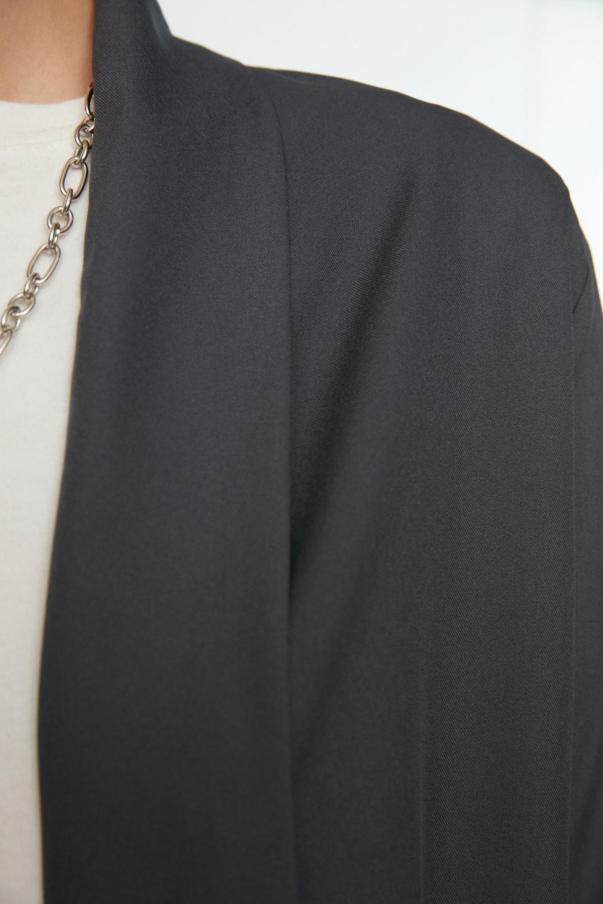 Gray Collarless Co-Ord Set, , large image number 3
