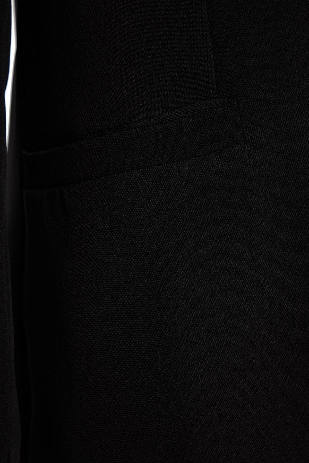 Black Lapel Collar Plus Size Jacket, , large image number 5