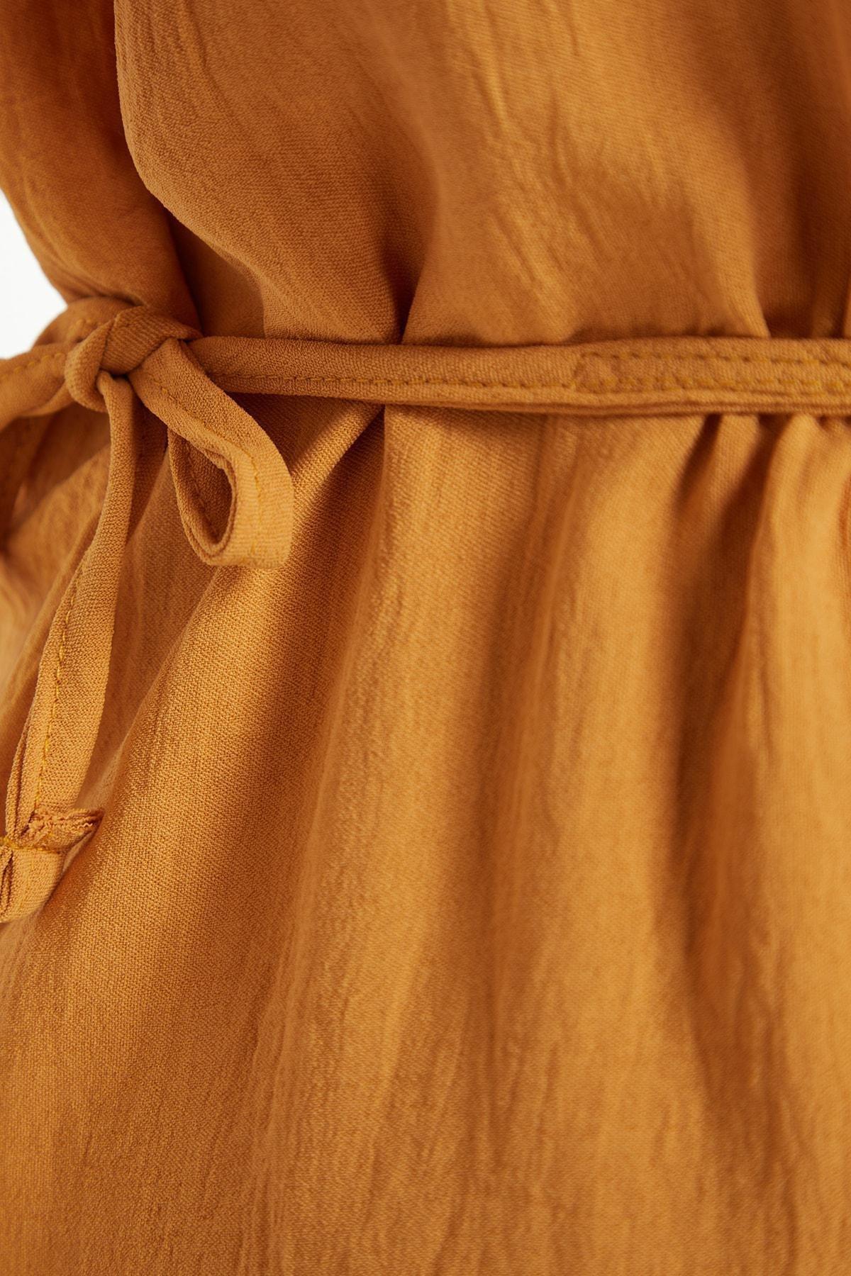 Yellow V Neck Plus Size Blouse, , large image number 6