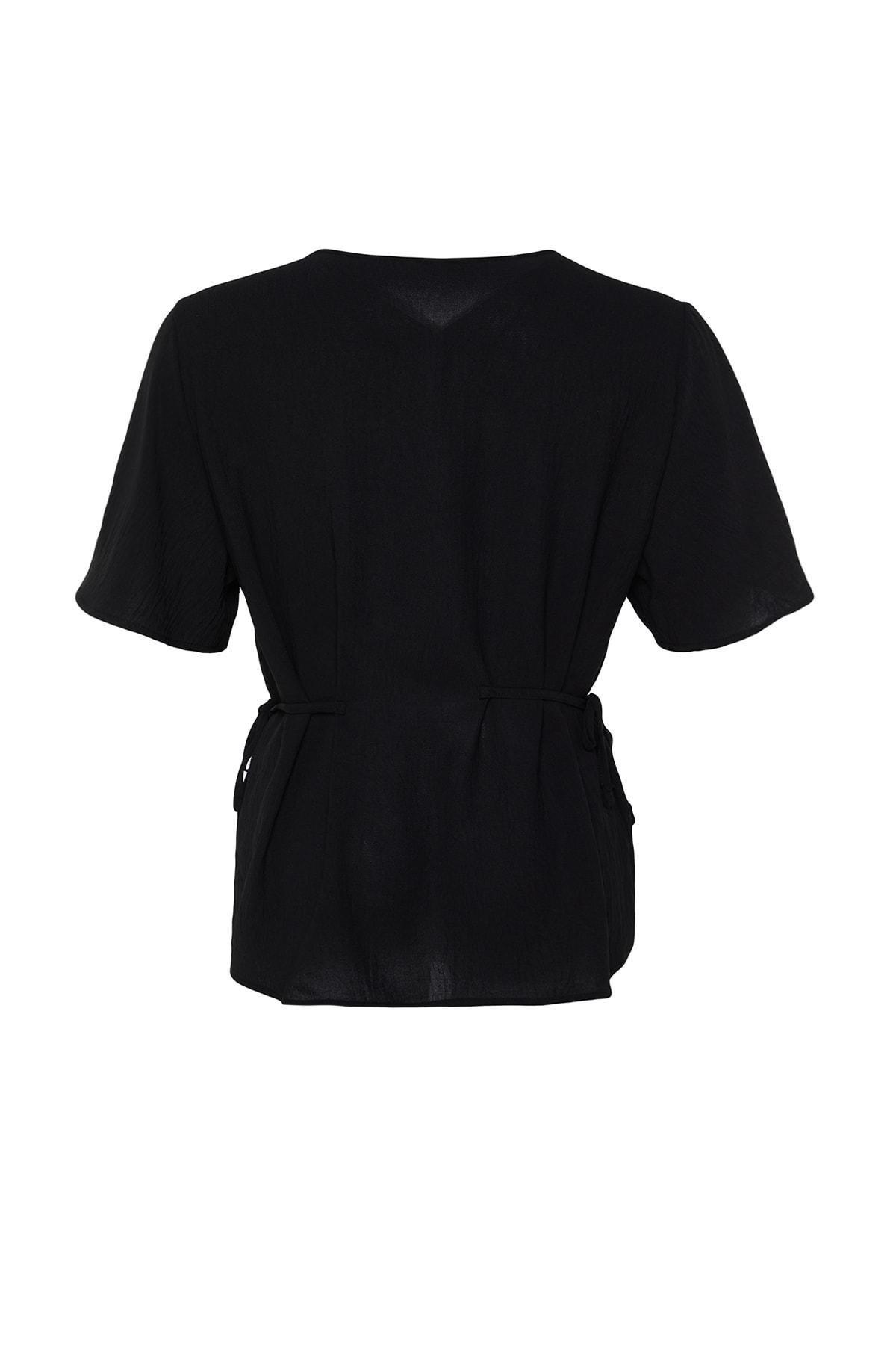 Black V-Neck Plus Size Blouse, , large image number 7