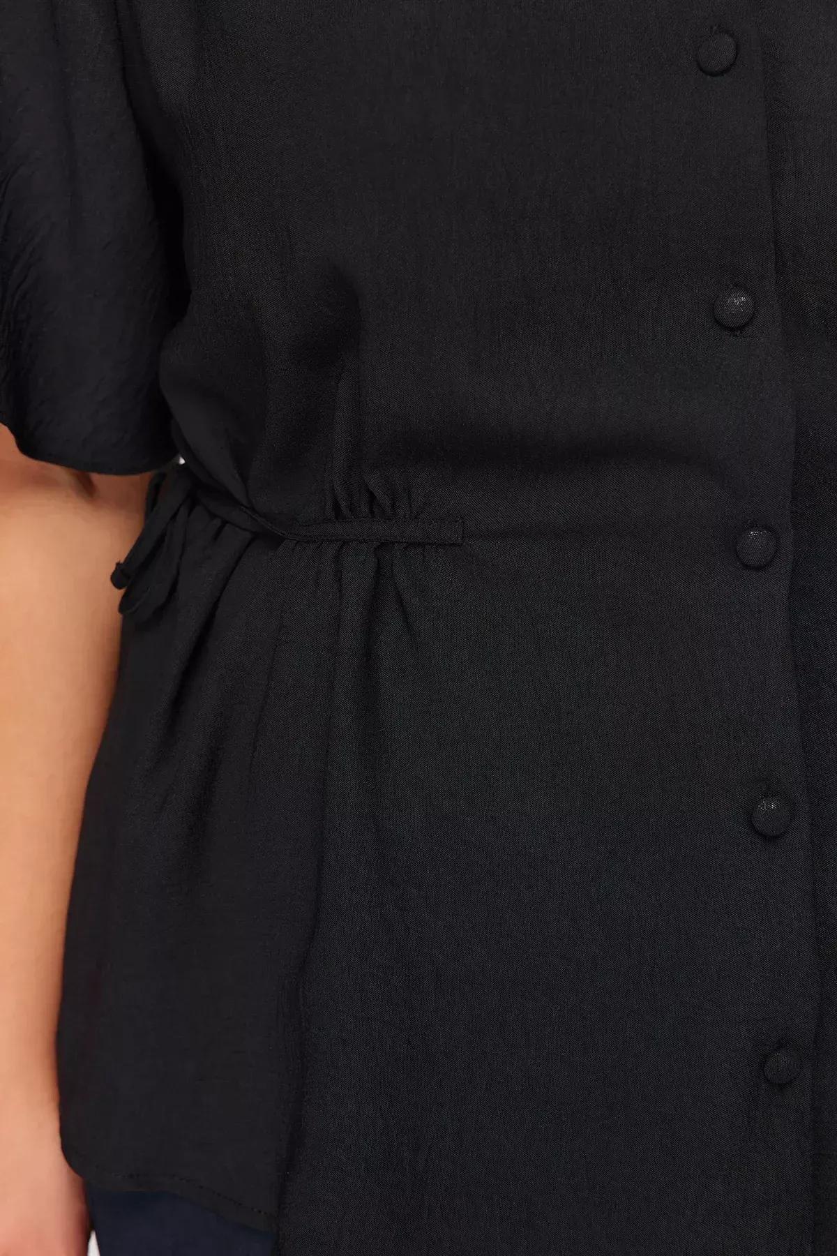 Black V-Neck Plus Size Blouse, , large image number 7