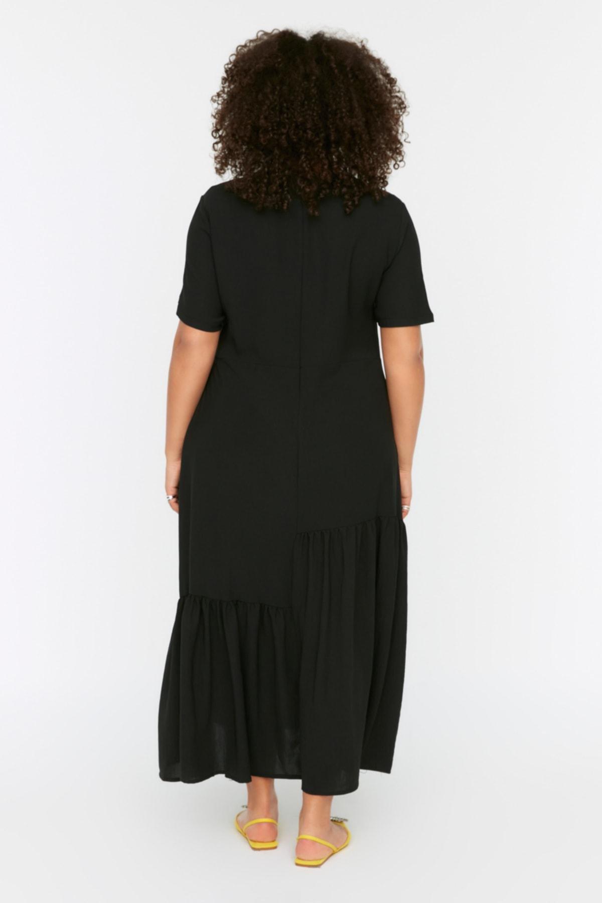 Black Ruffle Hem Plus Size Dress, , large image number 4
