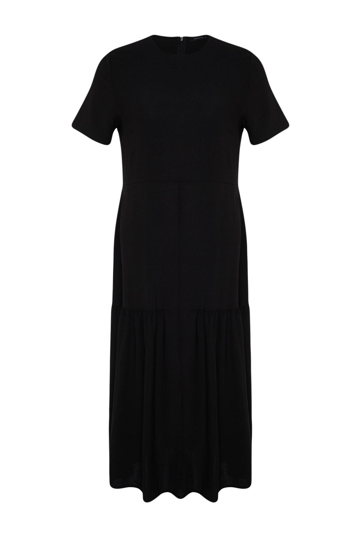 Black Ruffle Hem Plus Size Dress, , large image number 5