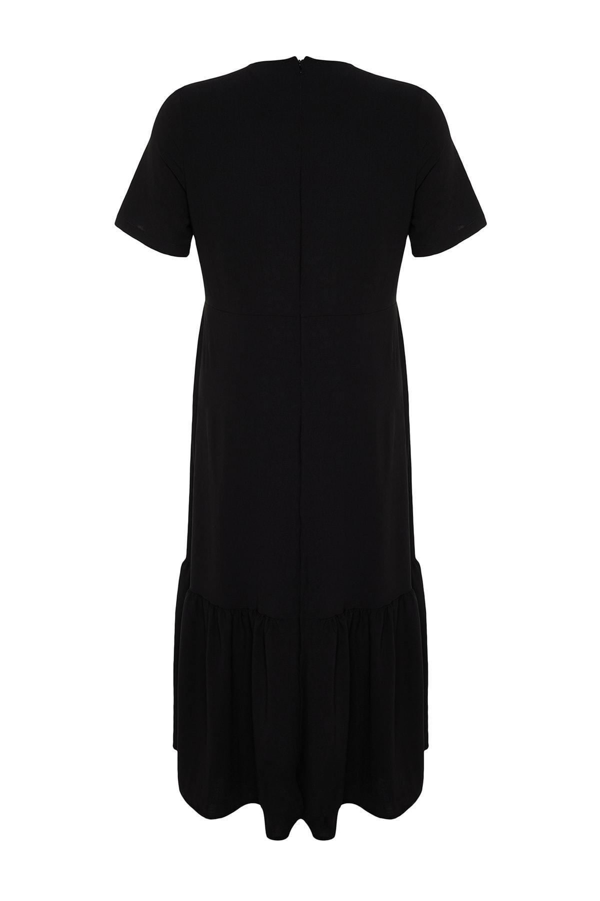 Black Ruffle Hem Plus Size Dress, , large image number 7
