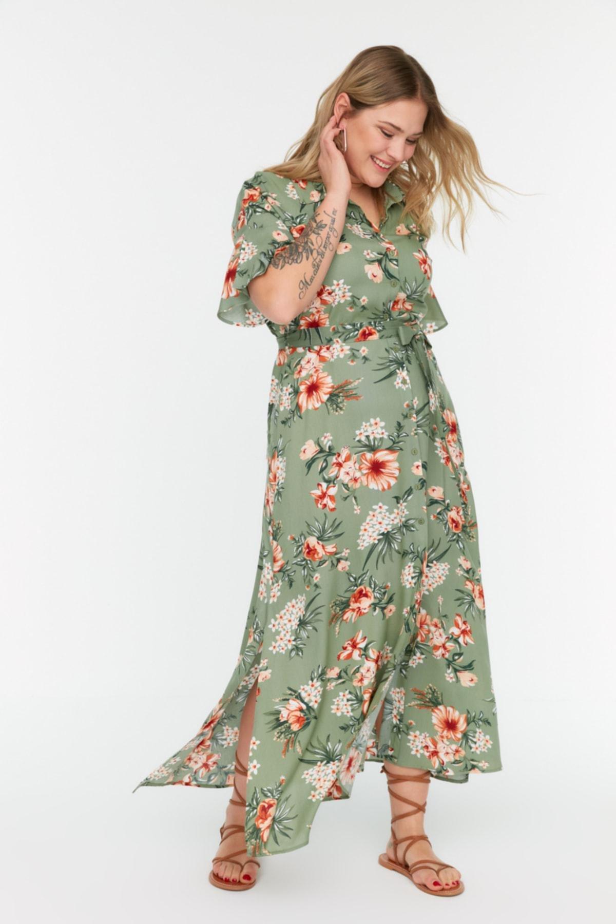 Multicolour Floral Plus Size Dress, , large image number 1