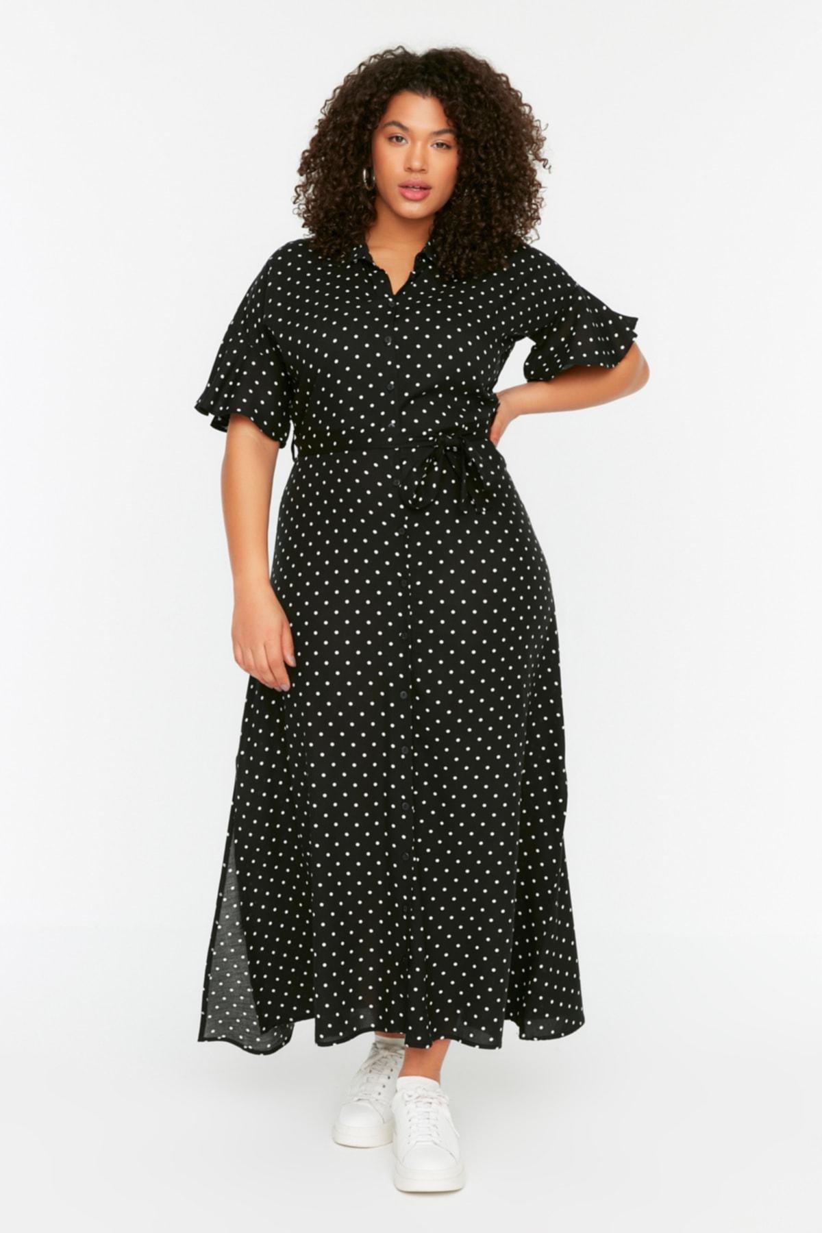 Black Floral Plus Size Dress, , large image number 0