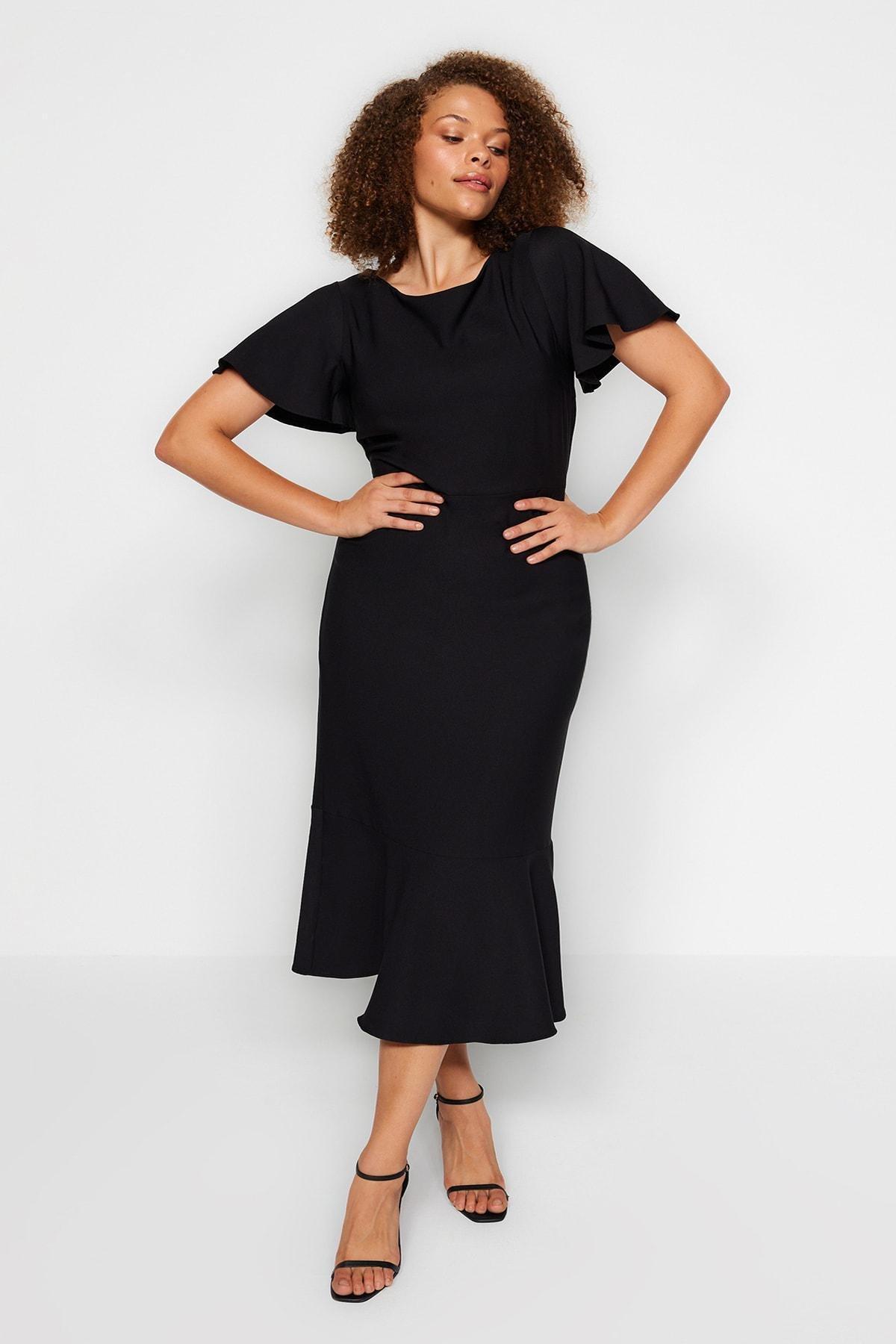 Black Bodycon Plus Size Midi Dress, , large image number 3