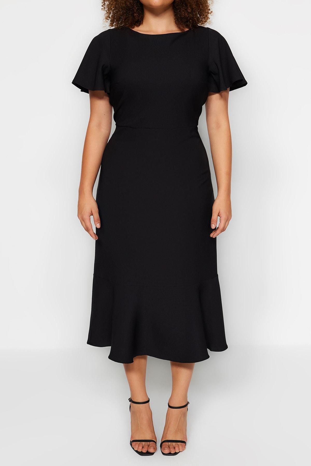Black Bodycon Plus Size Midi Dress, , large image number 4